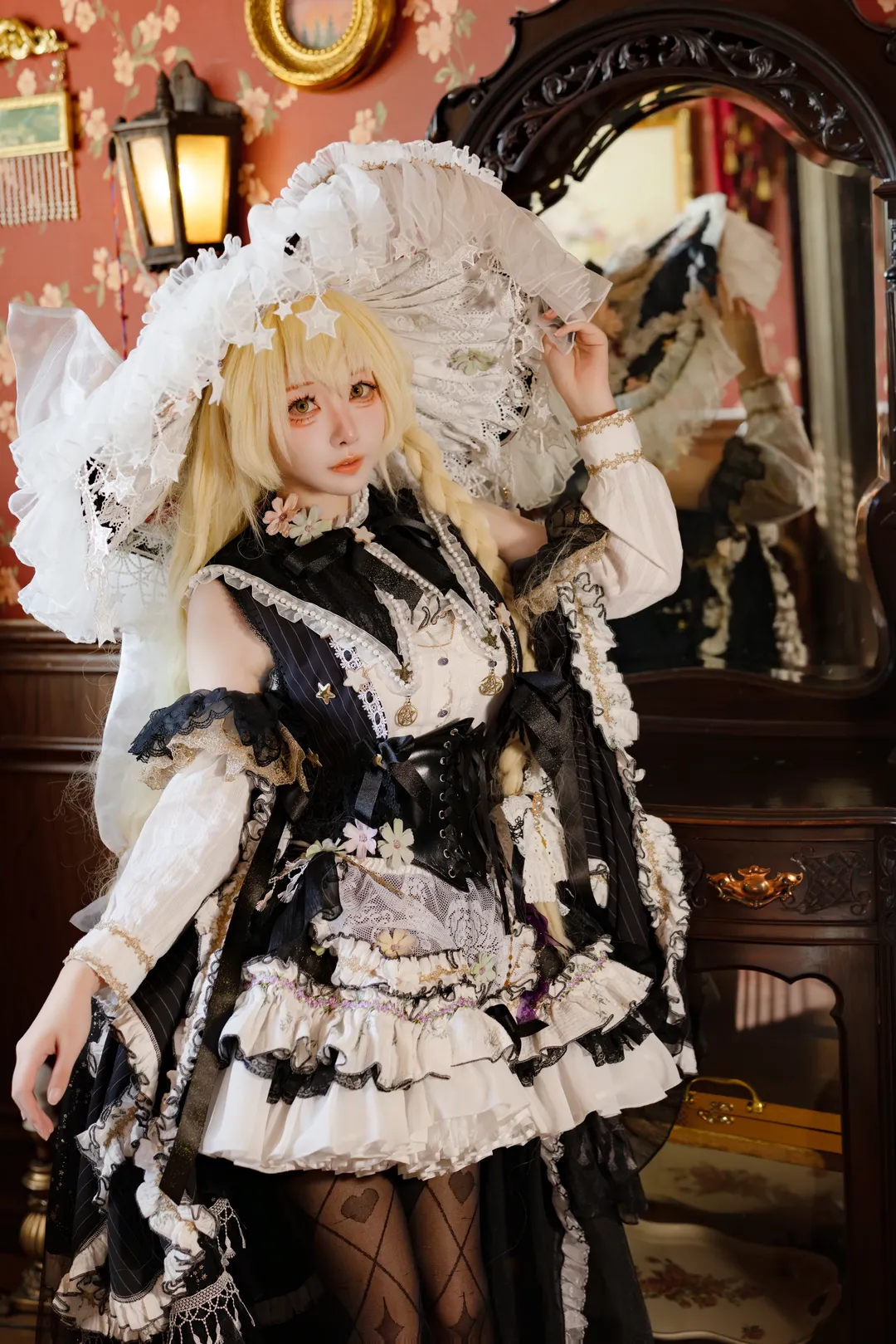 东方project, 魔理沙cos, 魔女二设, 黑白女巫风, 网纹丝袜 - 第7张