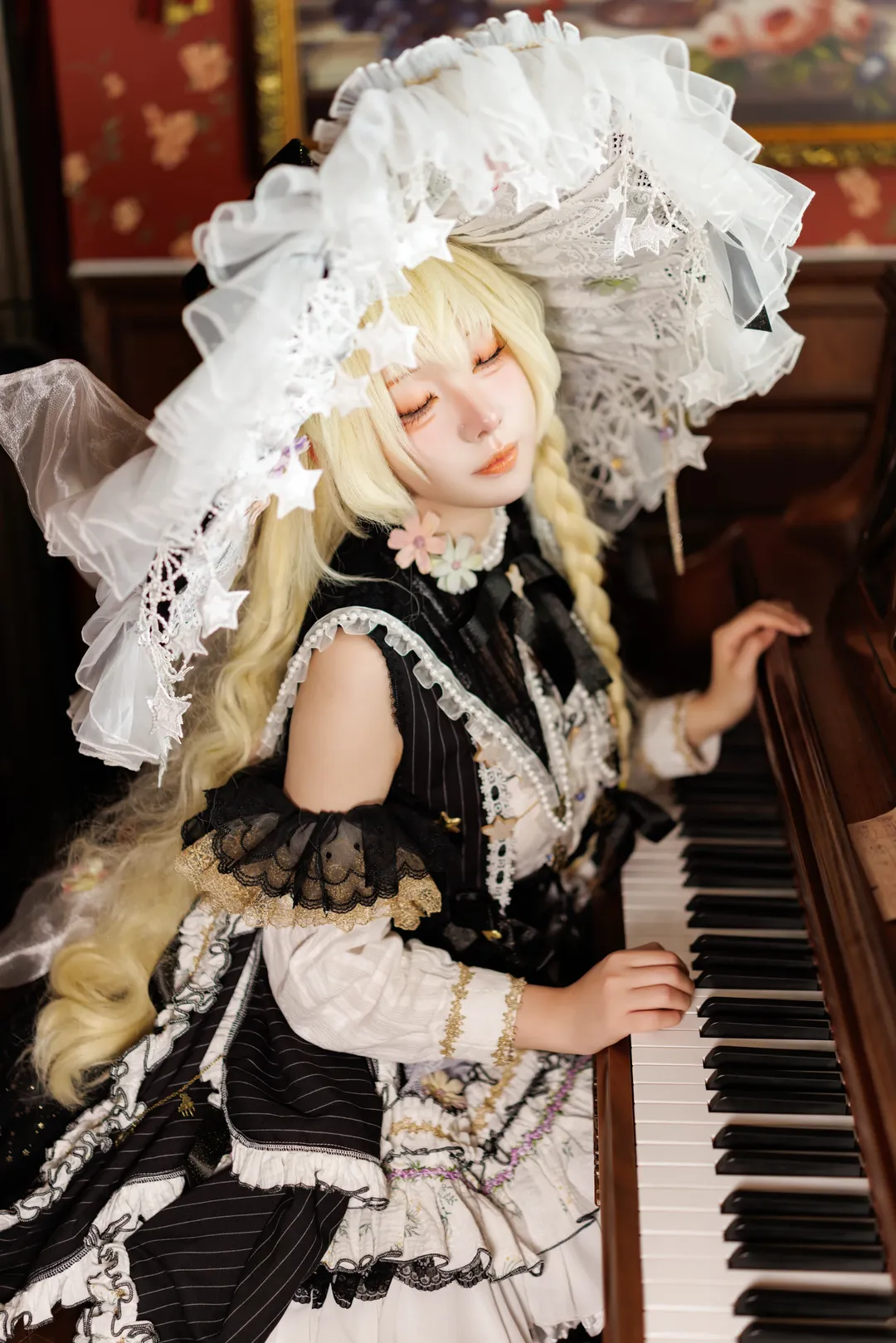 东方project, 魔理沙cos, 魔女二设, 黑白女巫风, 网纹丝袜 - 第8张