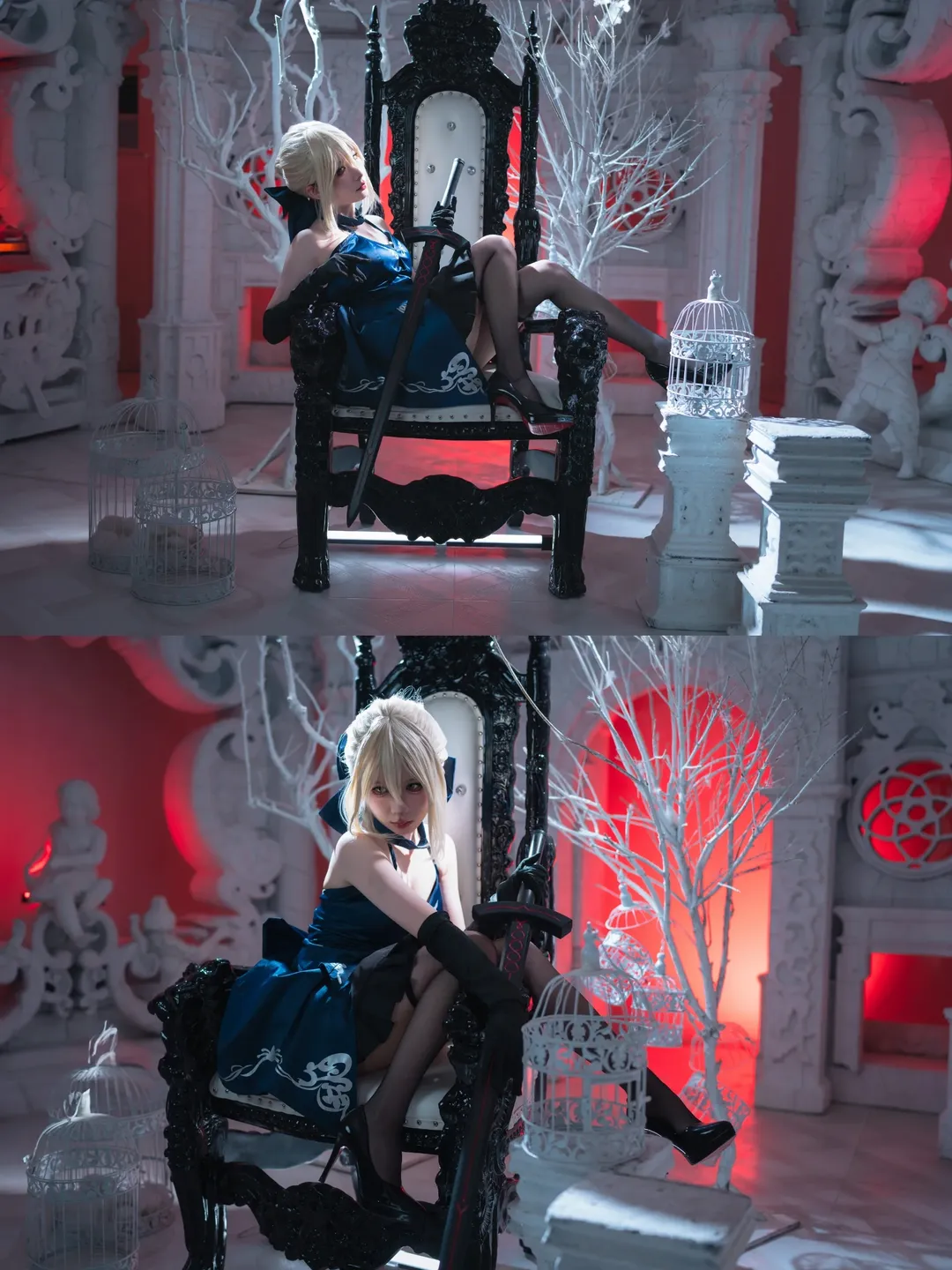 少女写真, Fate, 黑丝cos, Sabercos, 红底高跟鞋 - 第12张