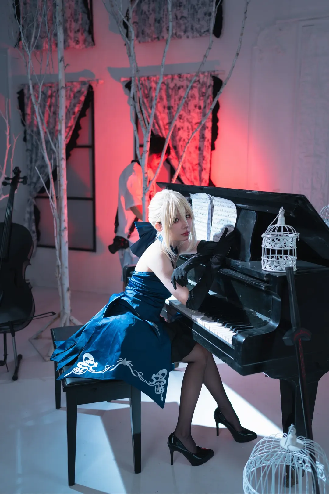 少女写真, Fate, 黑丝cos, Sabercos, 红底高跟鞋 - 第14张