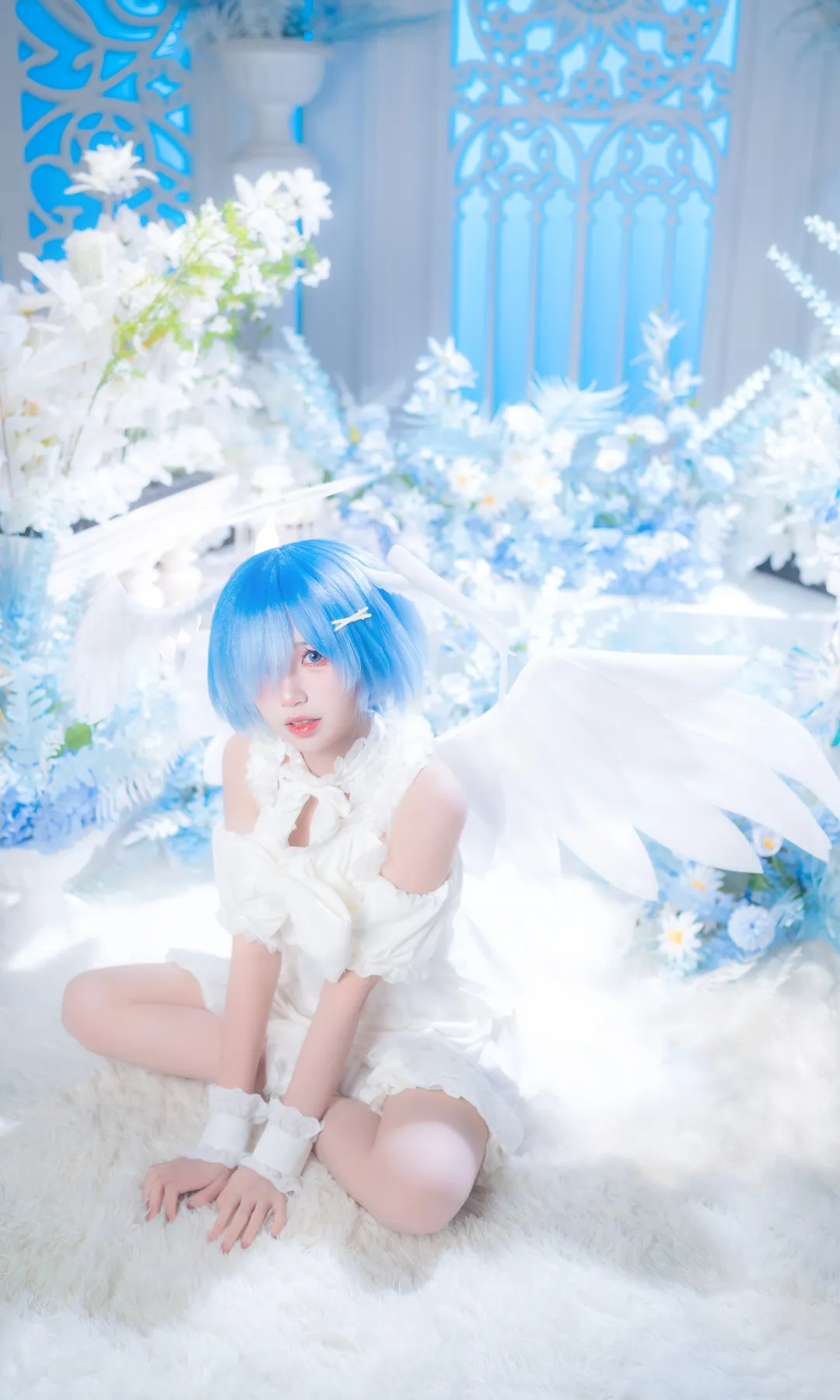 蕾姆cos, 从零开始的异世界, 氛围感写真, 天使蕾姆cos, 蕾姆腿环 - 第5张