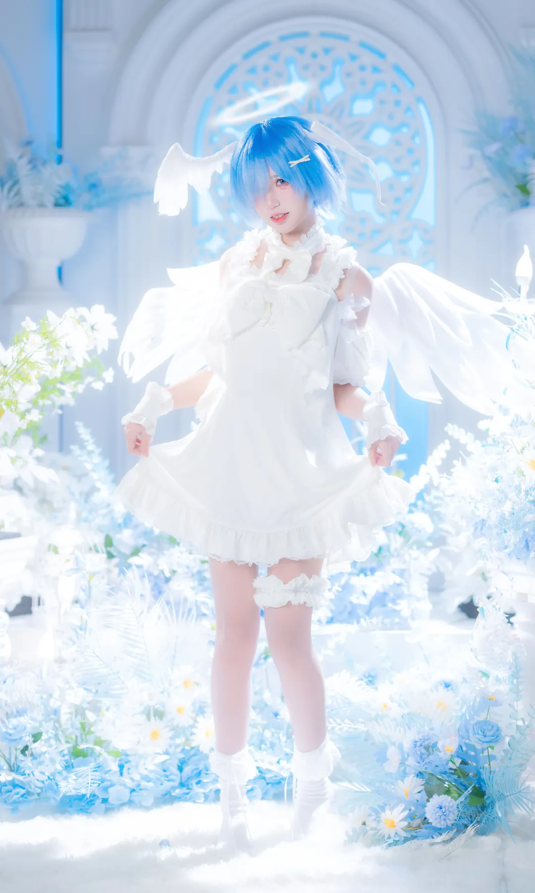 蕾姆cos, 从零开始的异世界, 氛围感写真, 天使蕾姆cos, 蕾姆腿环