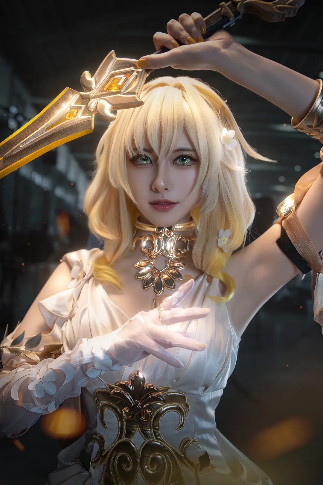 Photographic works, Aglaea Cosplay, Honkai: Star Rail, Studio cosplay, Blonde wig