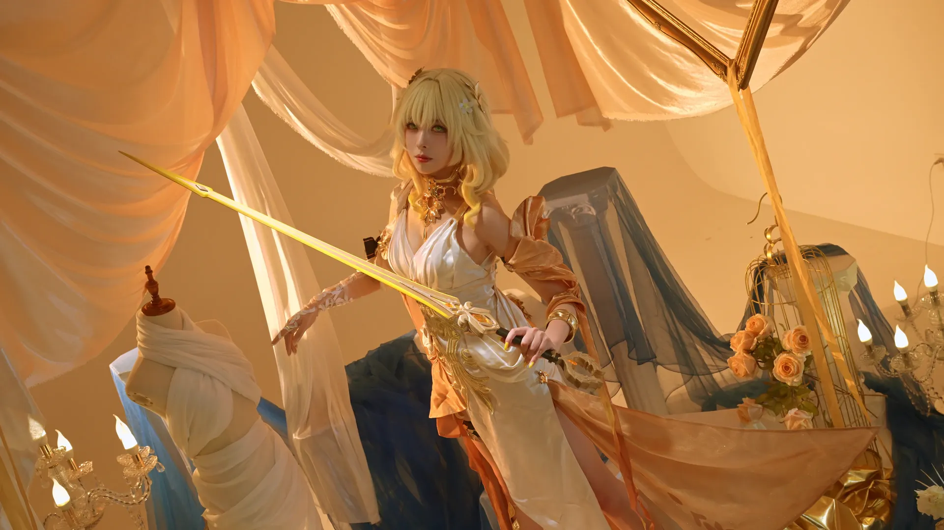 cosplay, 阿格莱雅cos, 崩坏星穹铁道, 古风布景, 棚拍创作 - 第4张