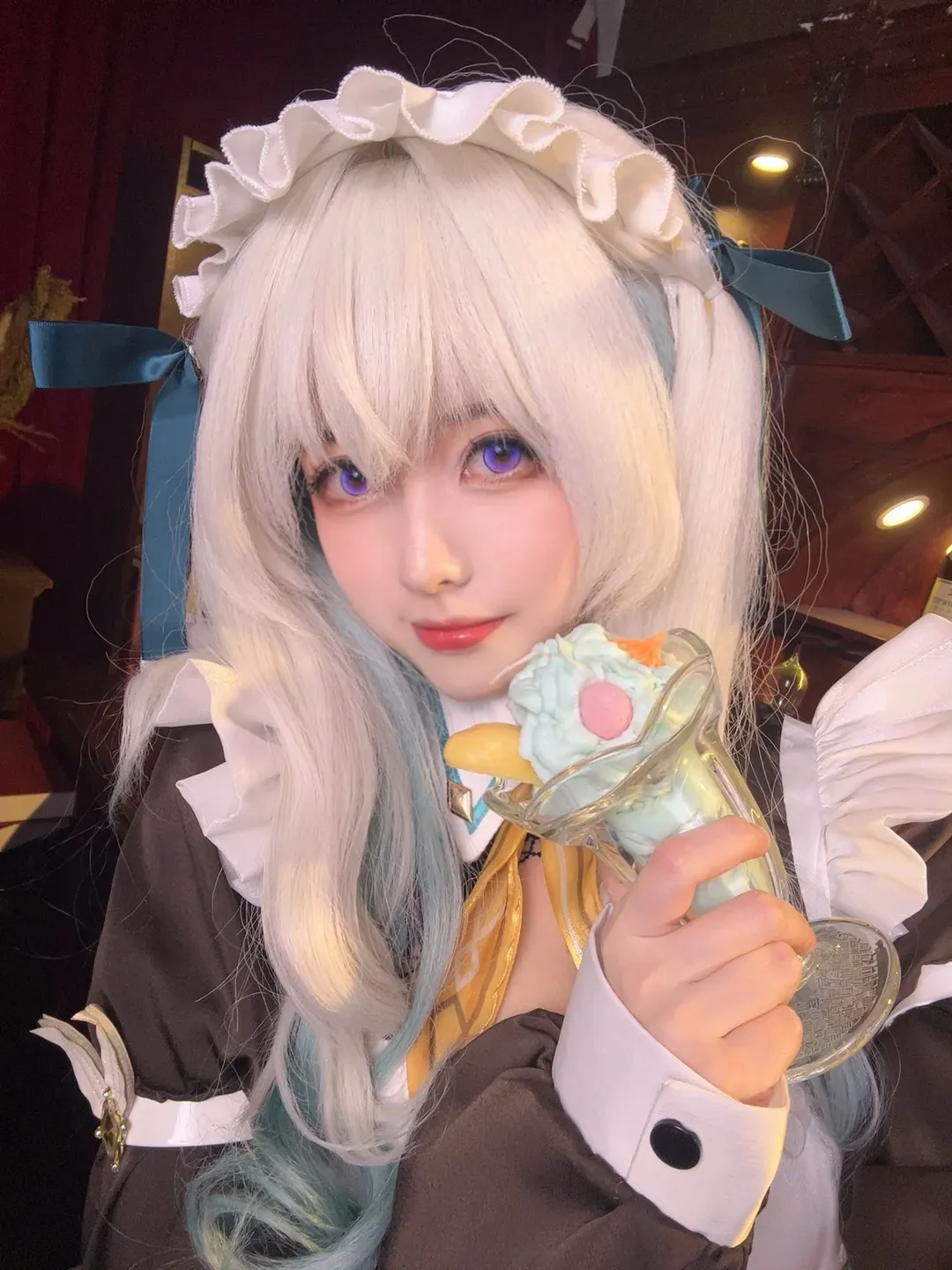崩坏星穹铁道, 流萤cos, 二次元coser, 女仆装cosplay, 银白发紫瞳 - 第3张