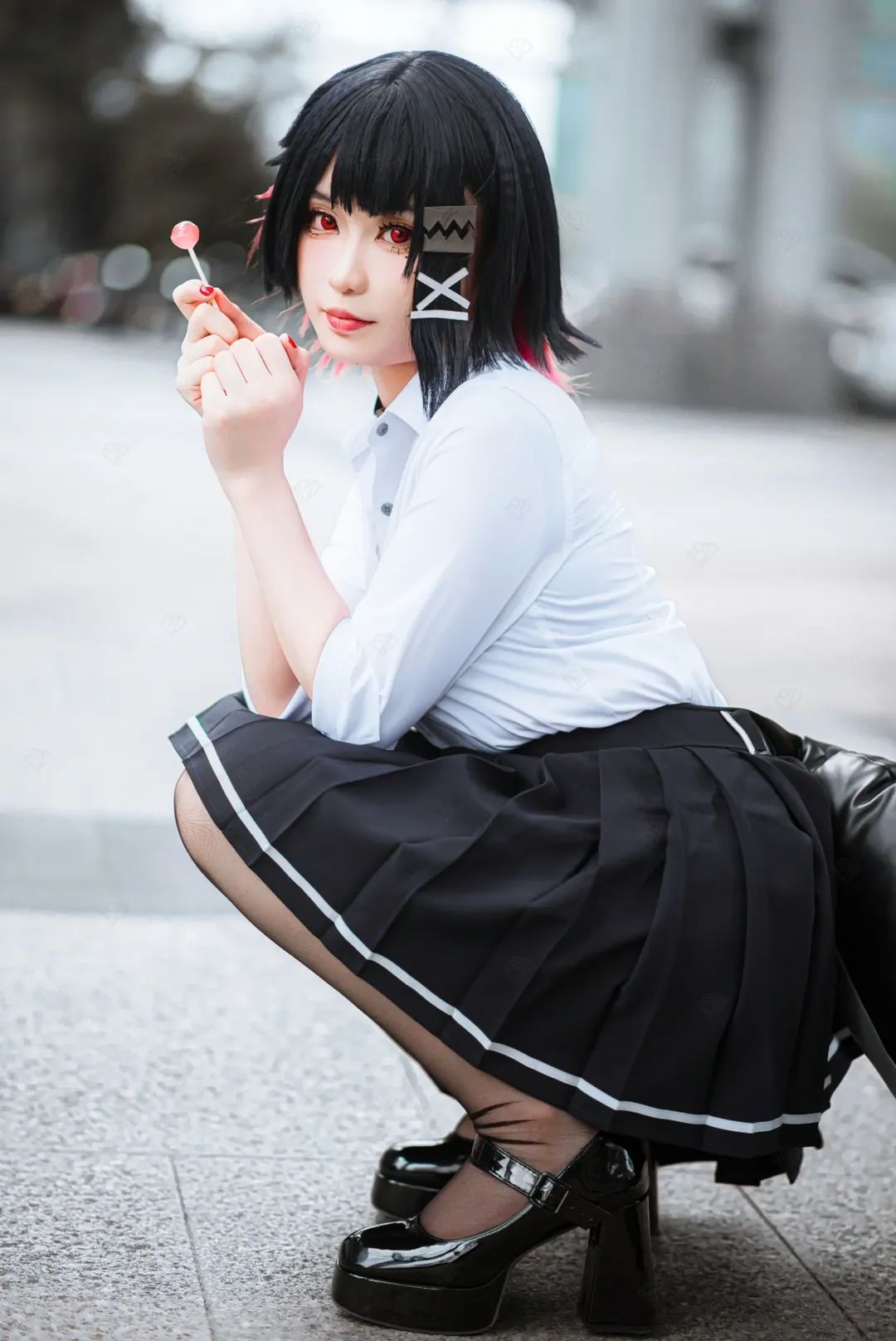 绝区零, 鲨鱼妹cos, 漫展外景, 黑丝cosplay, jk制服拍照 - 第7张