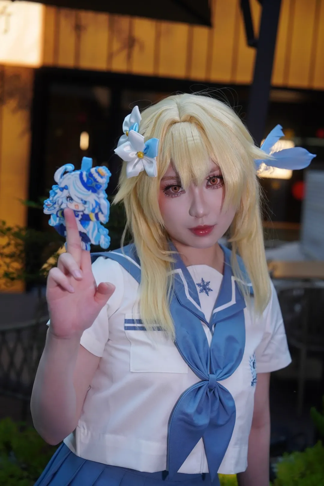 Genshin Impact, Convention photos, Lumine cosplay, JK uniform, Sailor suit outfit - Image 7