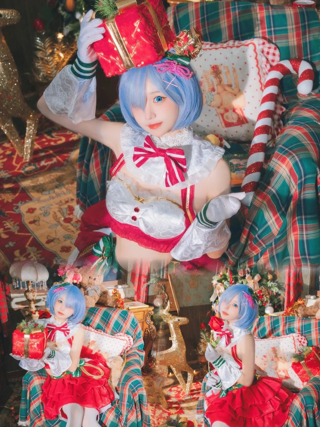 cosplay, 从零开始的异世界生活, 白丝, 雷姆cos, 圣诞cos - 第1张