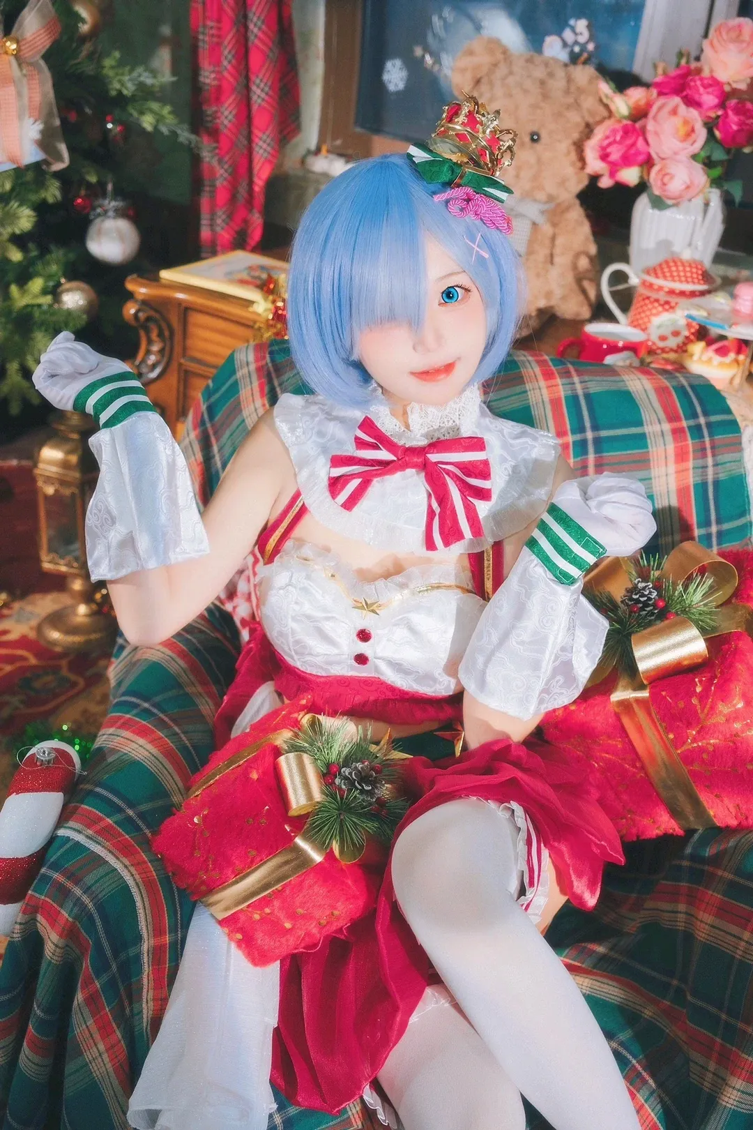 cosplay, 从零开始的异世界生活, 白丝, 雷姆cos, 圣诞cos - 第2张