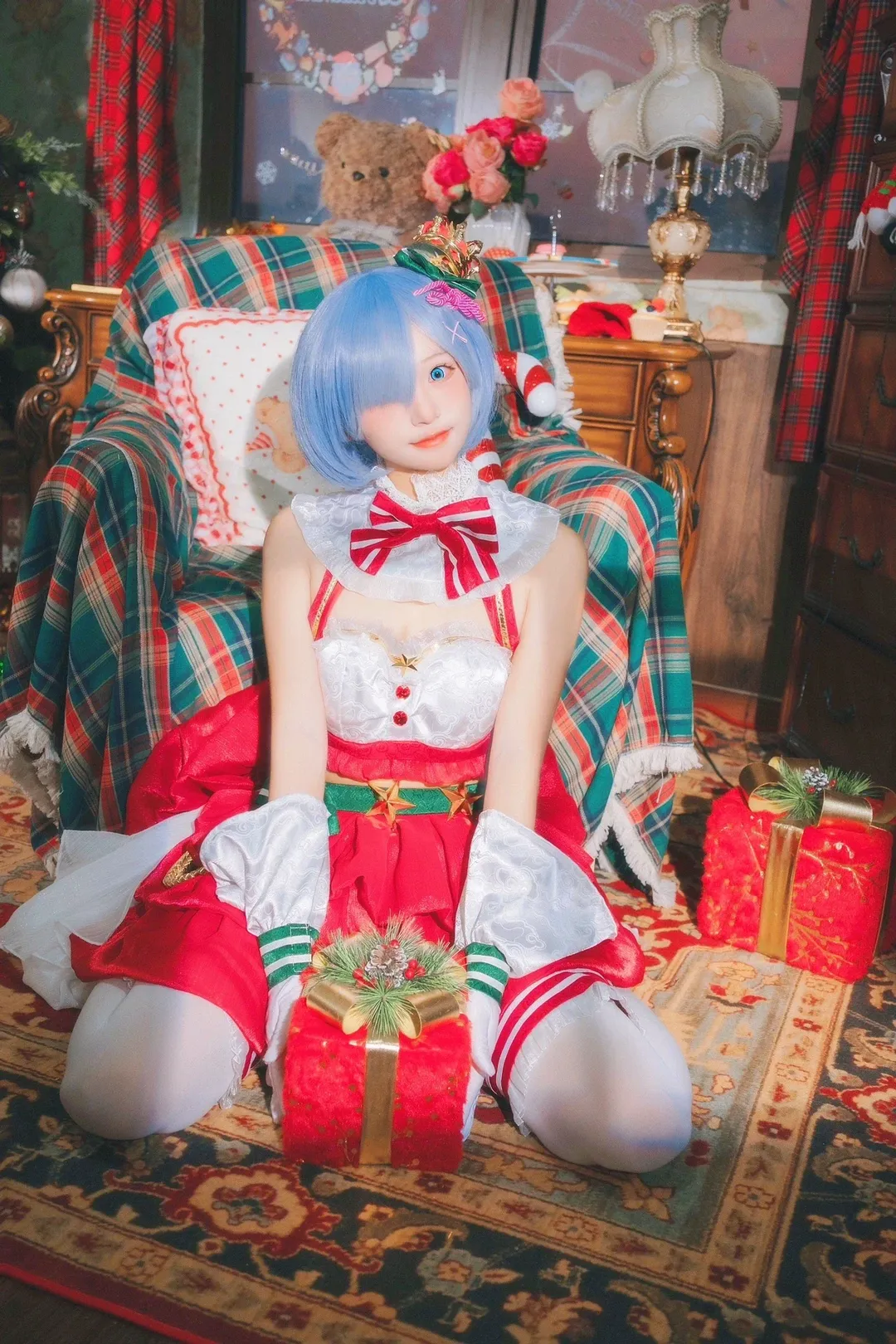 cosplay, 从零开始的异世界生活, 白丝, 雷姆cos, 圣诞cos - 第7张