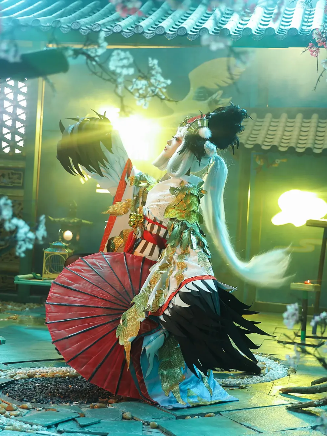 黑丝, 和风cosplay, 阴阳师, 姑获鸟cos, 金銮鹤羽 - 第3张