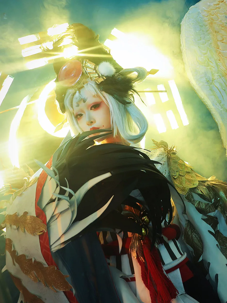 黑丝, 和风cosplay, 阴阳师, 姑获鸟cos, 金銮鹤羽 - 第4张