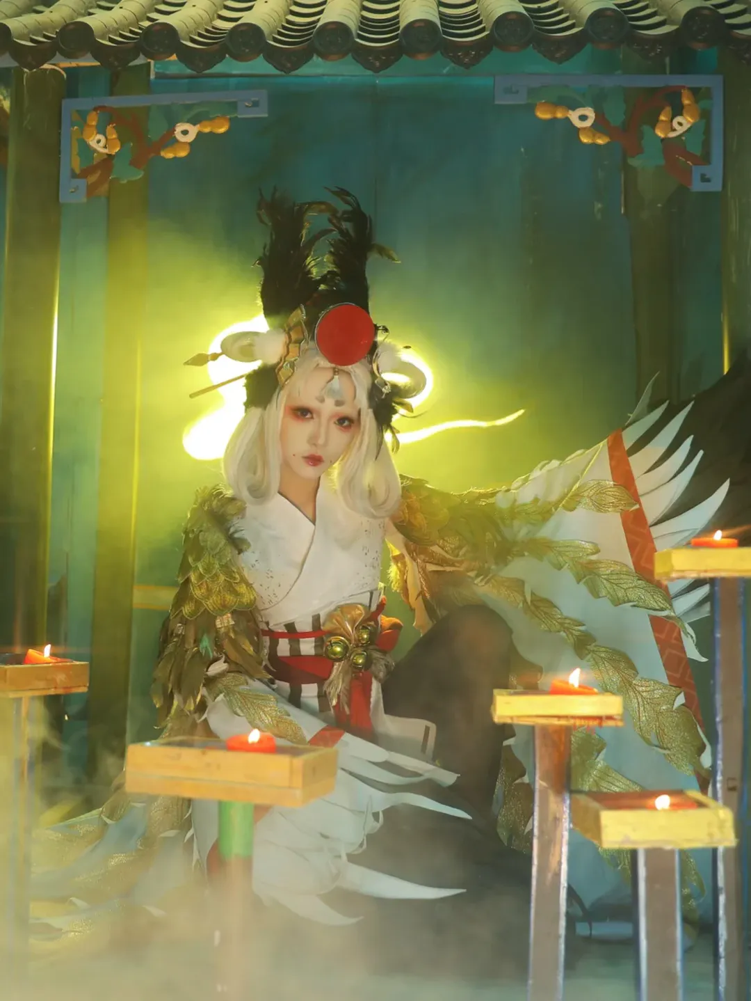 黑丝, 和风cosplay, 阴阳师, 姑获鸟cos, 金銮鹤羽 - 第5张