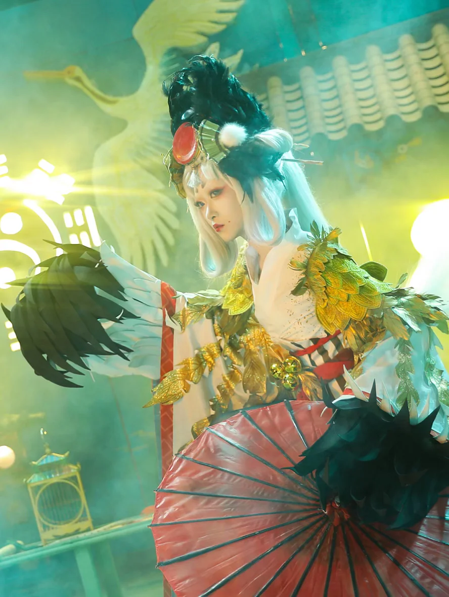 黑丝, 和风cosplay, 阴阳师, 姑获鸟cos, 金銮鹤羽 - 第6张