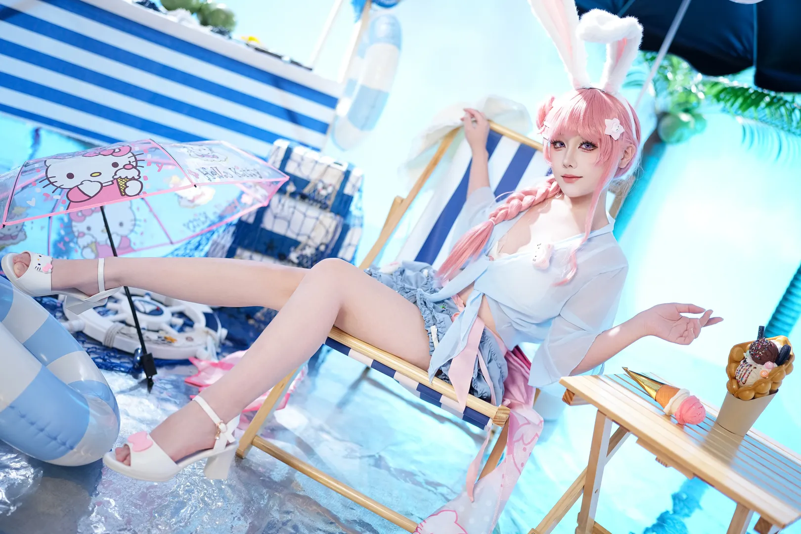王者榮耀, 公孫離cos, 白絲穿搭, HelloKitty星元, RED夏日農友節