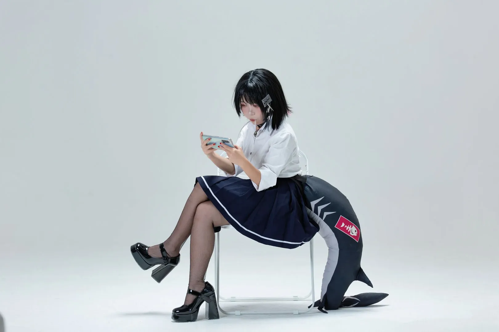 绝区零, 艾莲乔cos, cosplay日常, 黑丝jk, 兽尾道具