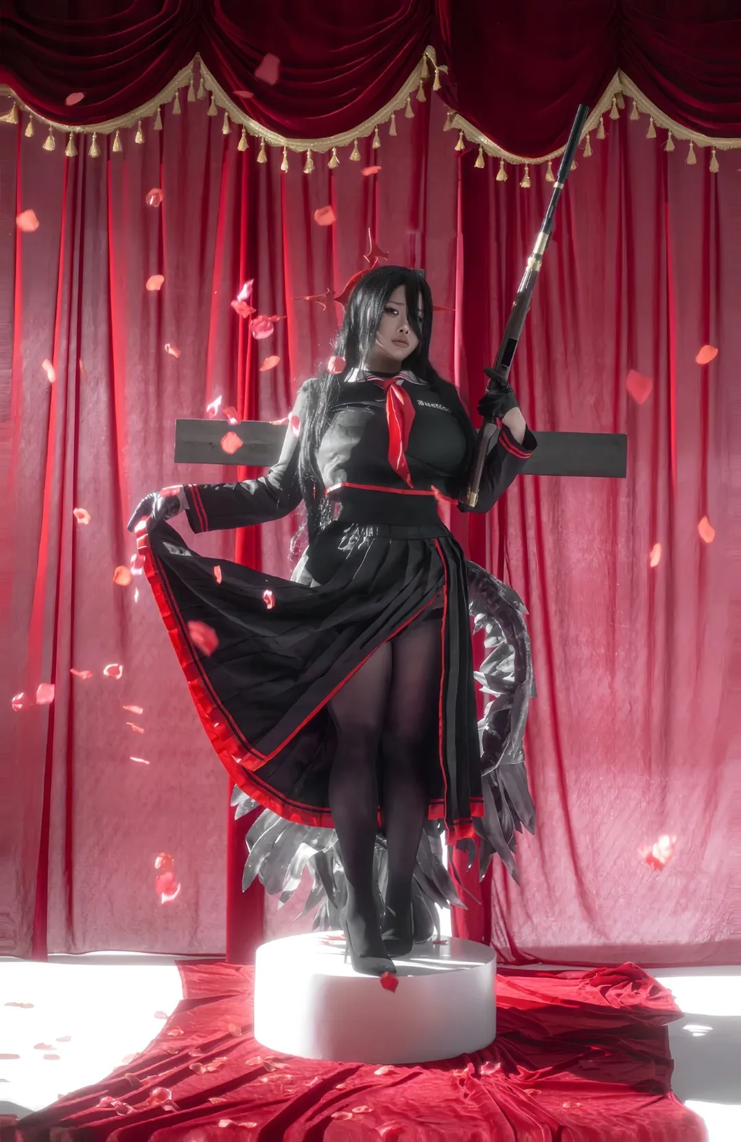 雰囲気のある写真, 撮影テクニック, コスプレ撮影, 黒タイツ コーデ, 1灯ライティング