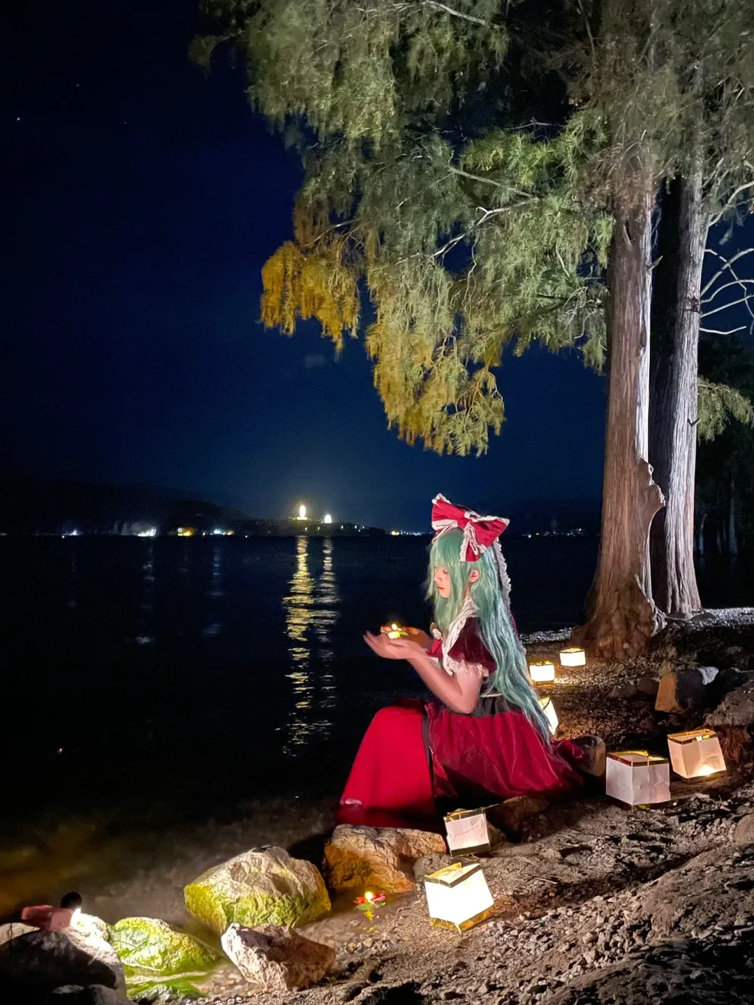東方Project, 夜景ポートレート, 鍵山雛 コスプレ, 大理洱海, 流し雛の祈願 - 2枚目