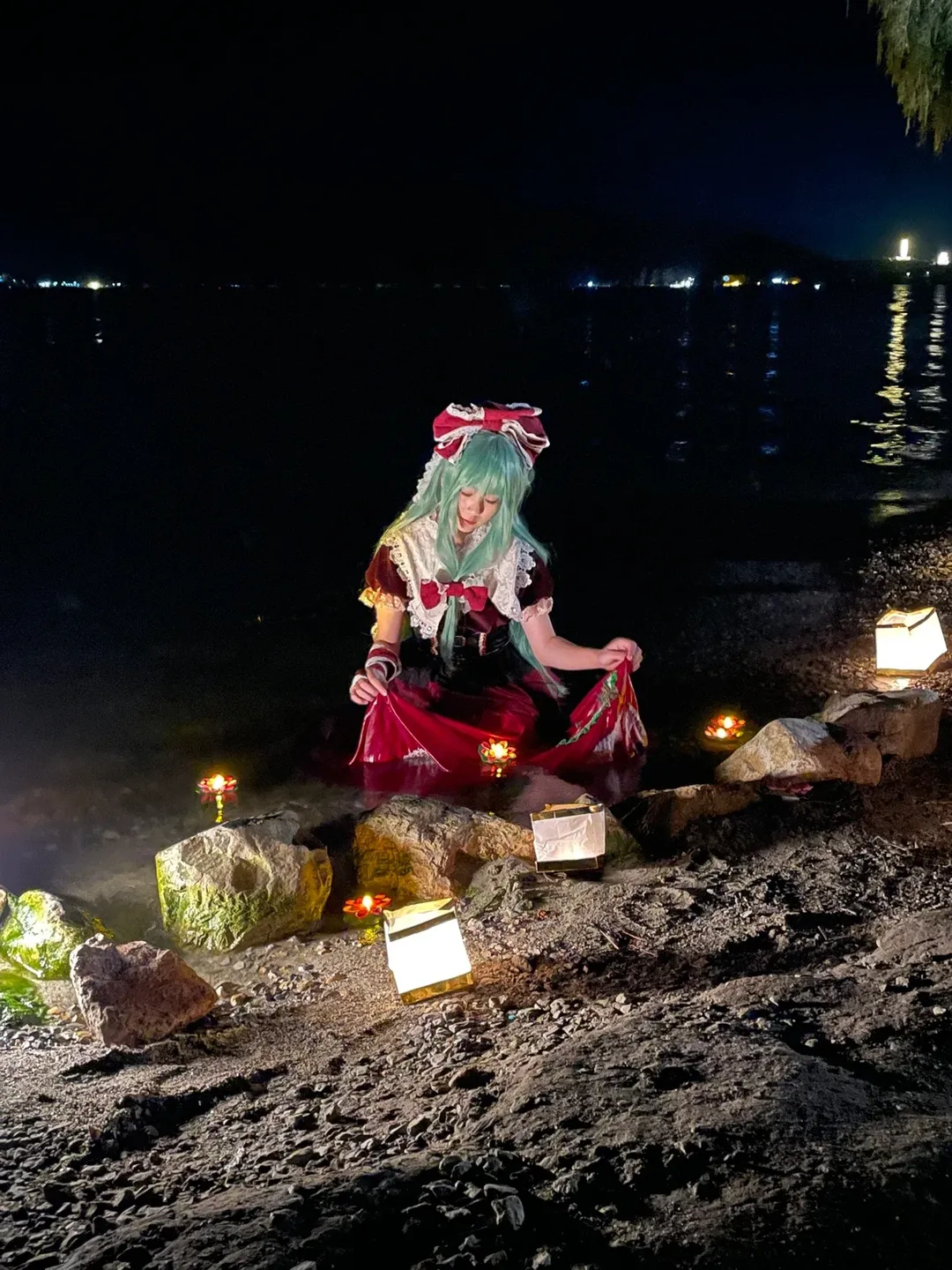 东方Project, 夜景人像, 键山雏cos, 大理洱海, 流雏祈福