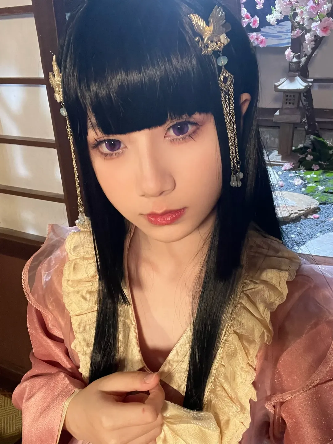 东方project, 樱花, 日式庭院, 摄影分享, 蓬莱山辉夜cos