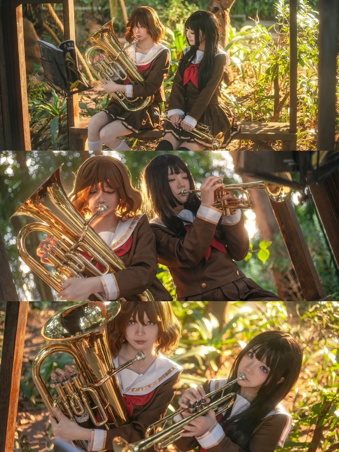 雰囲気のある写真, 白ストッキング, 響け！ユーフォニアム, 金管楽器, セーラー服コスプレ - 1枚目