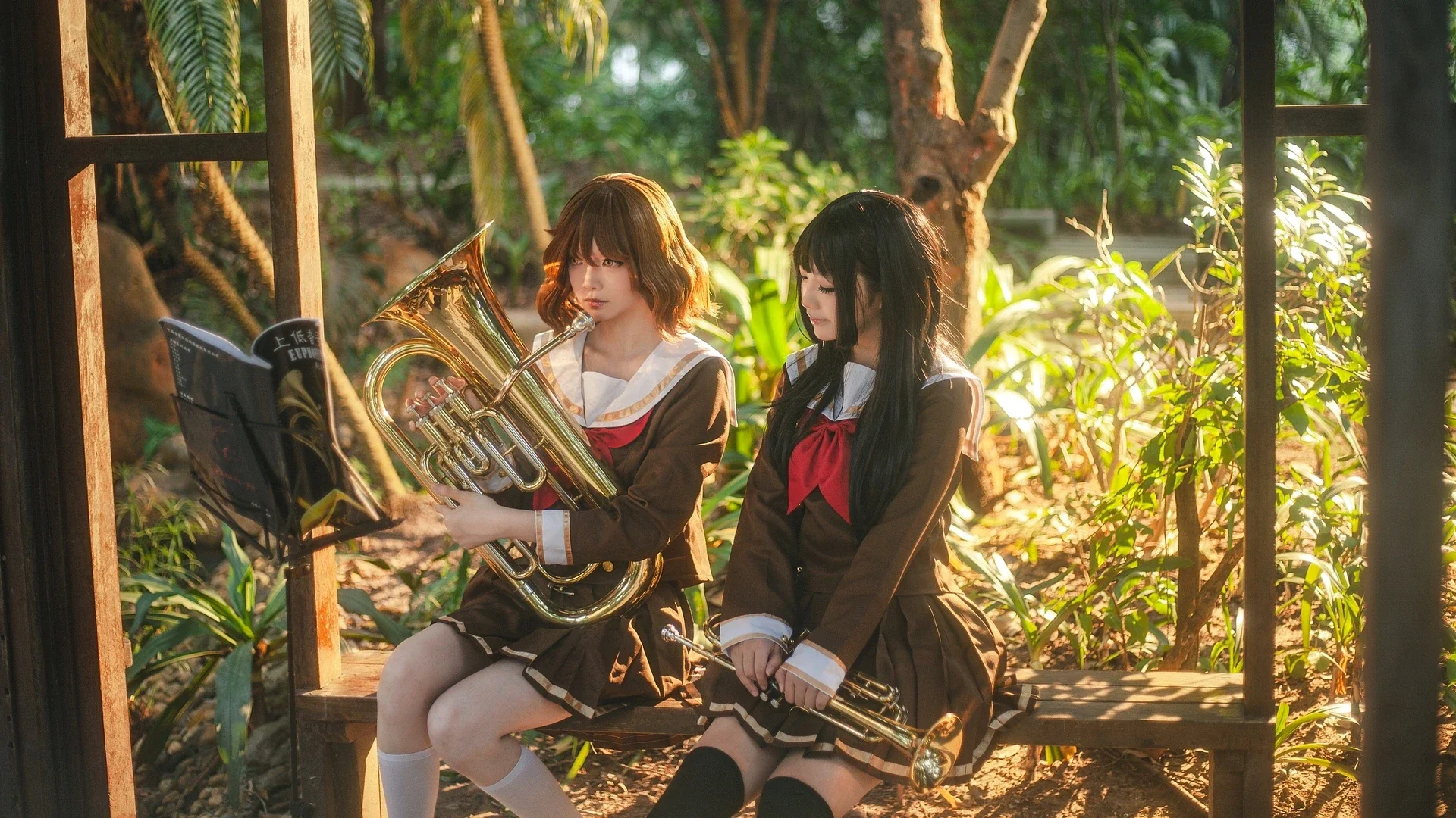 雰囲気のある写真, 白ストッキング, 響け！ユーフォニアム, 金管楽器, セーラー服コスプレ - 2枚目
