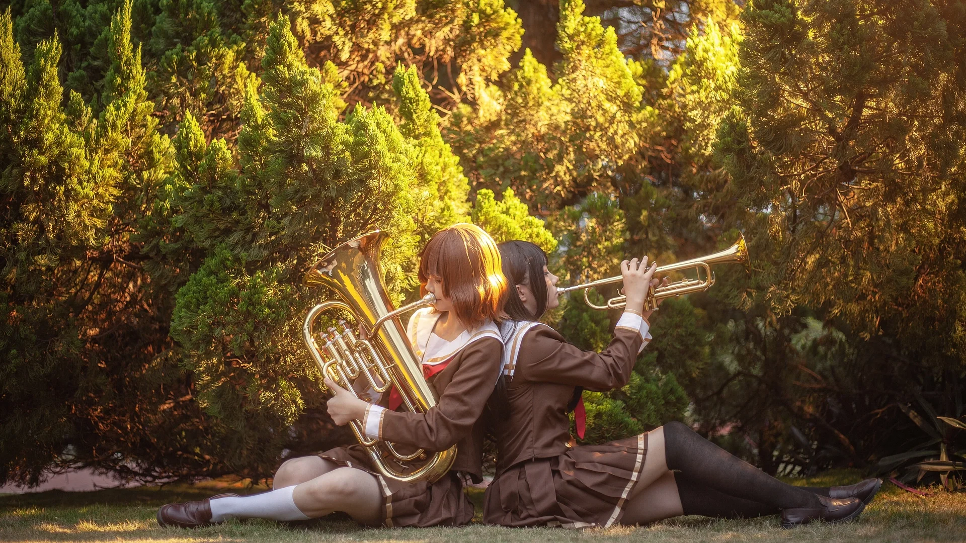 雰囲気のある写真, 白ストッキング, 響け！ユーフォニアム, 金管楽器, セーラー服コスプレ - 5枚目