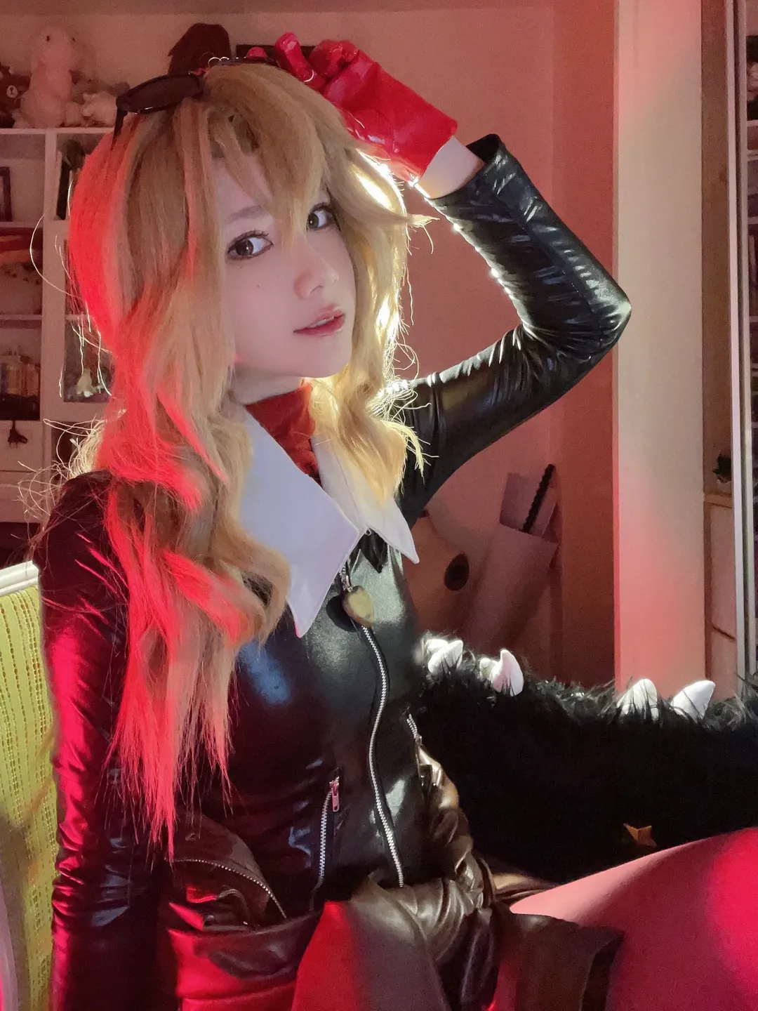 cosplay, 重返未来1999, 皮衣穿搭, 梅兰妮cos, 红丝袜穿搭 - 第8张