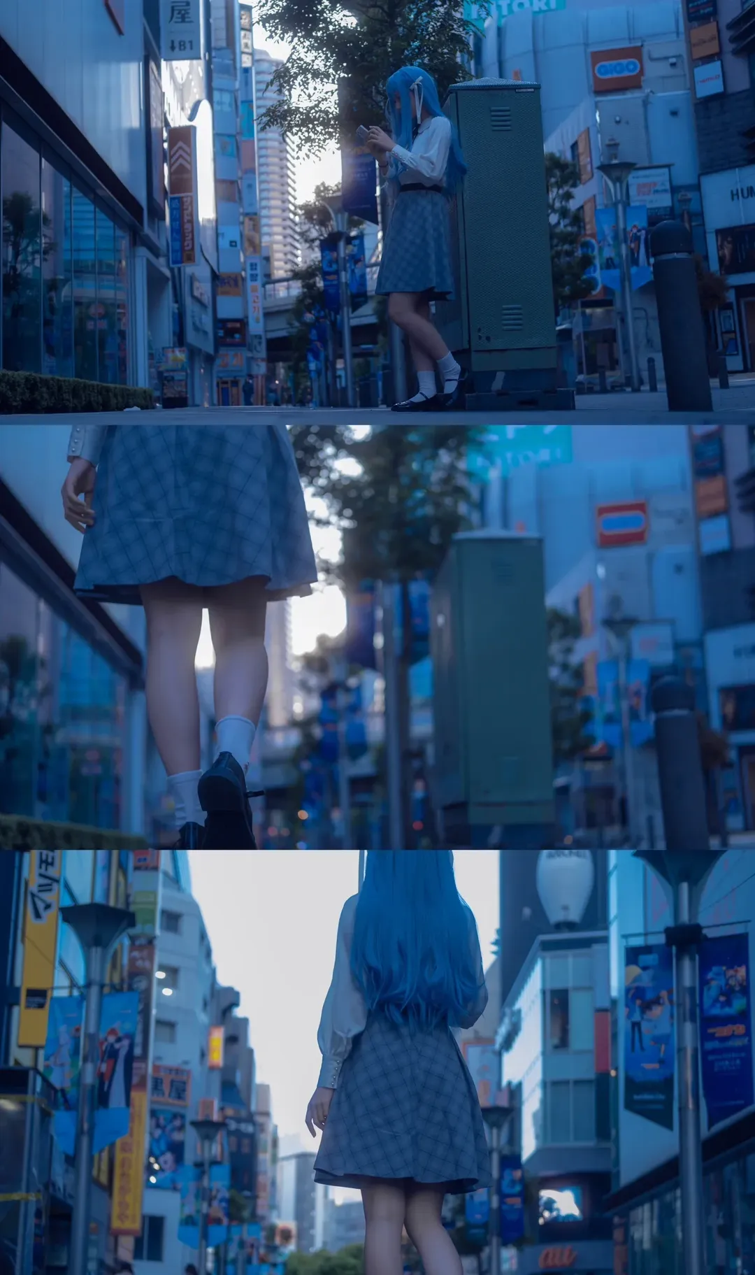 豊川祥子 コスプレ, 白ソックスコーデ, MyGO!!!!!, 池袋聖地巡礼, 青い髪の女性コスプレイヤー - 1枚目