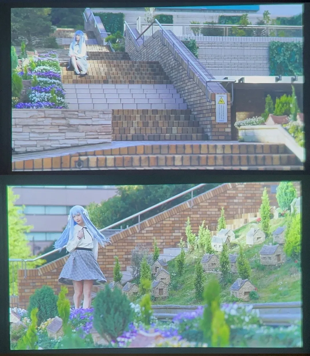 豊川祥子 コスプレ, 白ソックスコーデ, MyGO!!!!!, 池袋聖地巡礼, 青い髪の女性コスプレイヤー - 4枚目