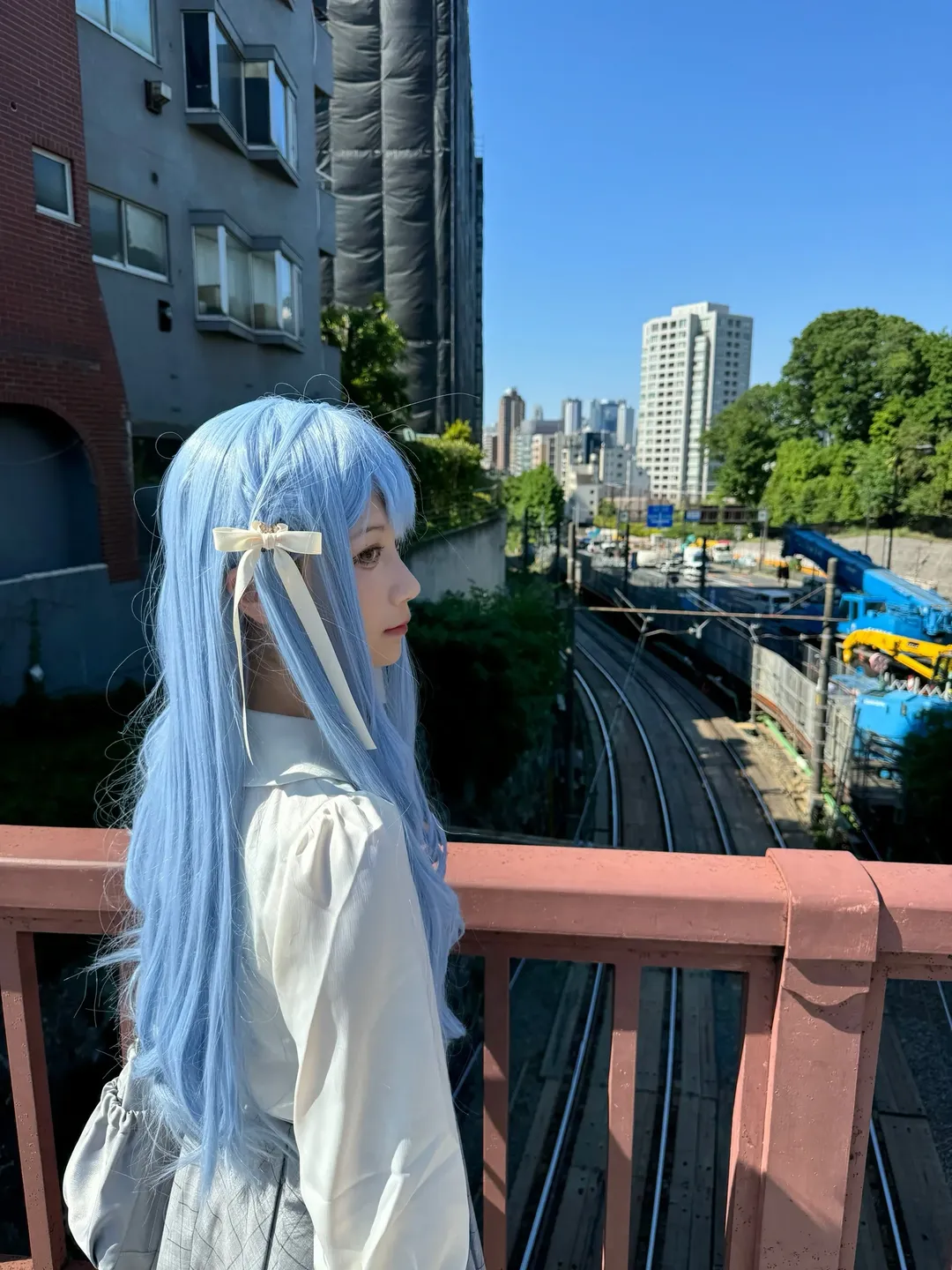 丰川祥子cos, 白袜穿搭, Mygo, 池袋圣地巡礼, 蓝发女coser