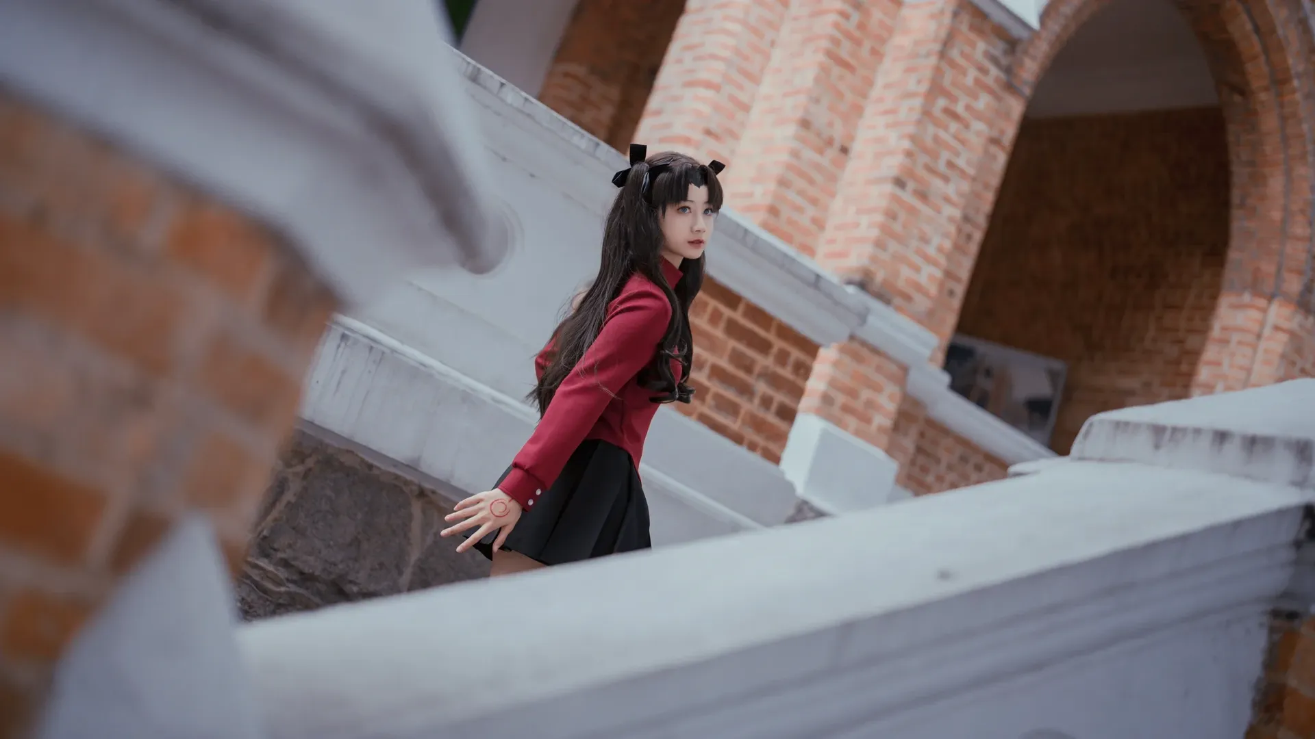 二次元摄影, 远坂凛cos, fate, 黑丝穿搭, 香港街拍 - 第5张