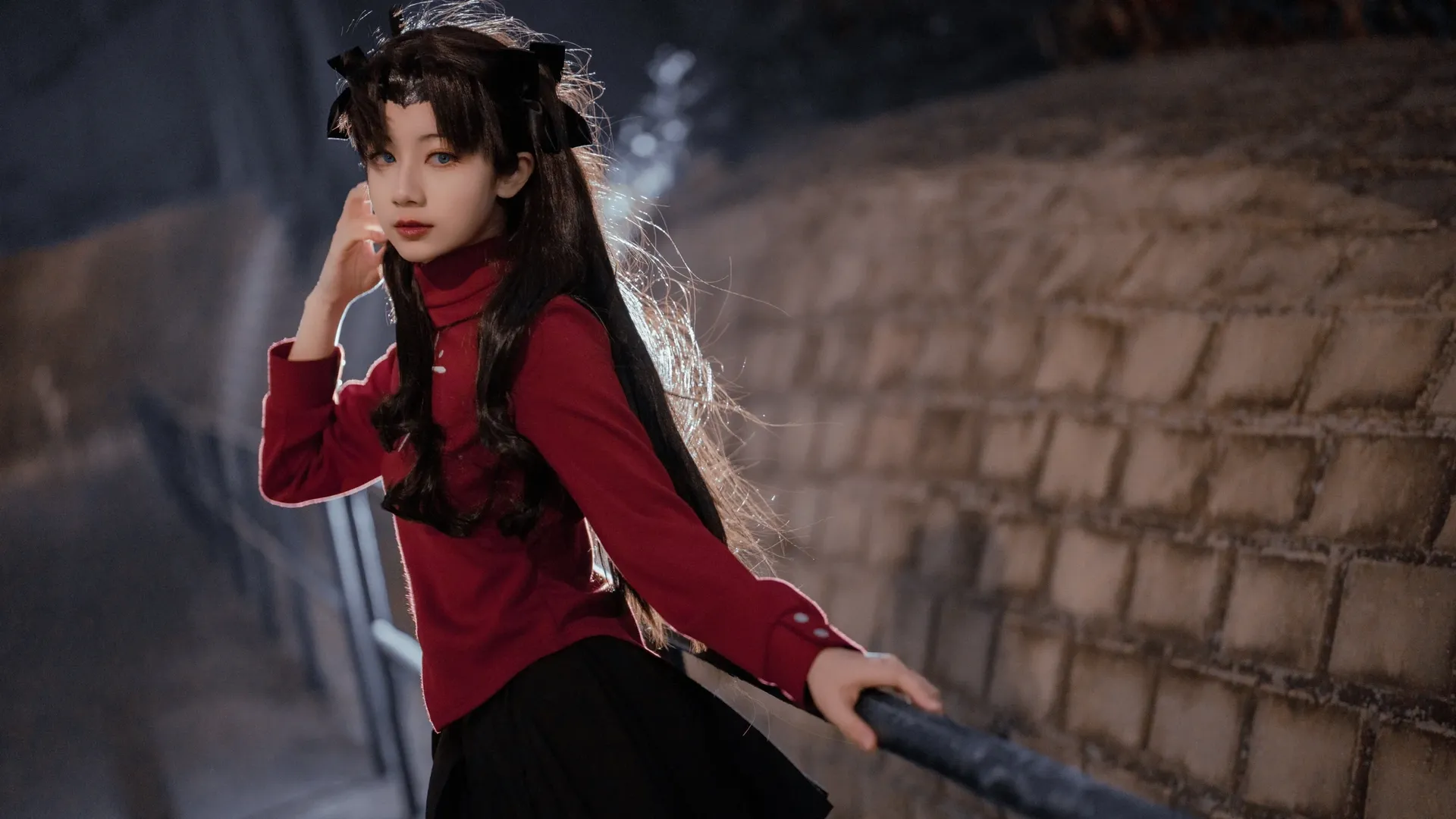二次元摄影, 远坂凛cos, fate, 黑丝穿搭, 香港街拍 - 第6张