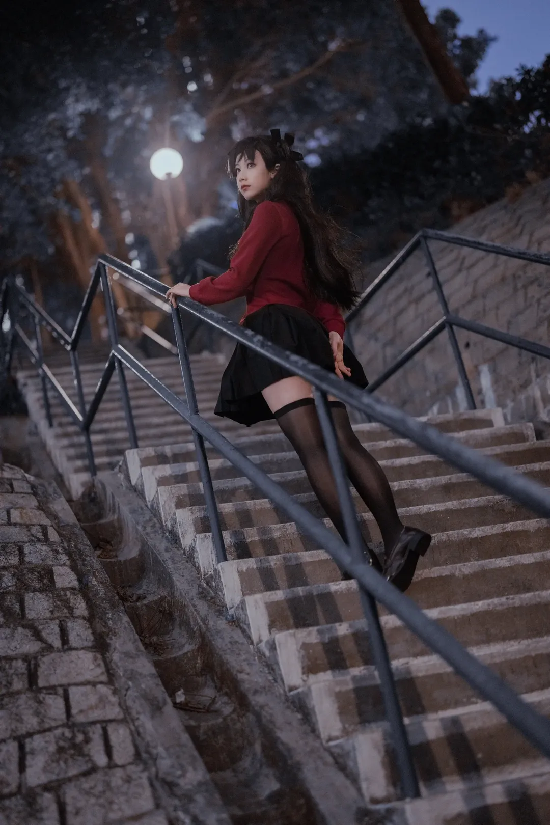 二次元摄影, 远坂凛cos, fate, 黑丝穿搭, 香港街拍 - 第7张