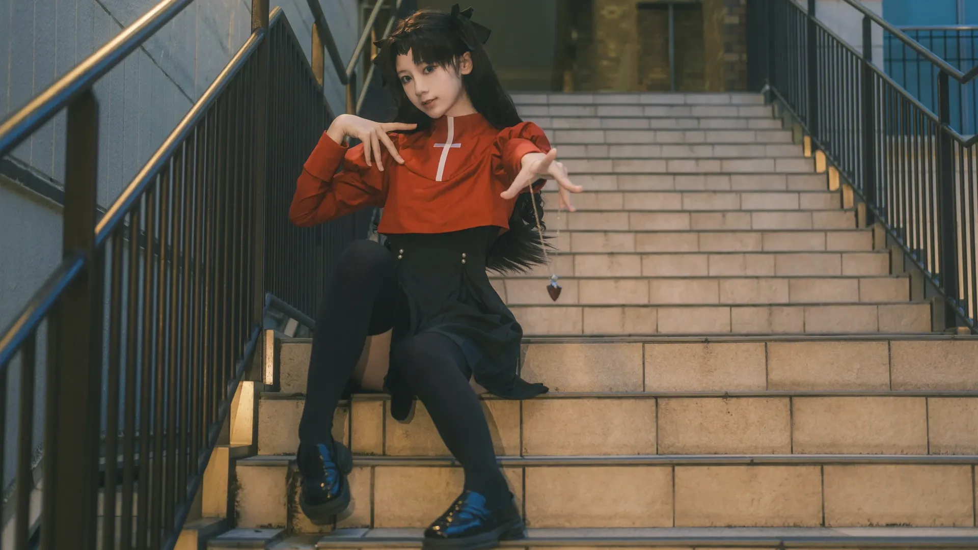 场照, 远坂凛cos, Fate/stay night, 黑丝, 动态姿势 - 第10张