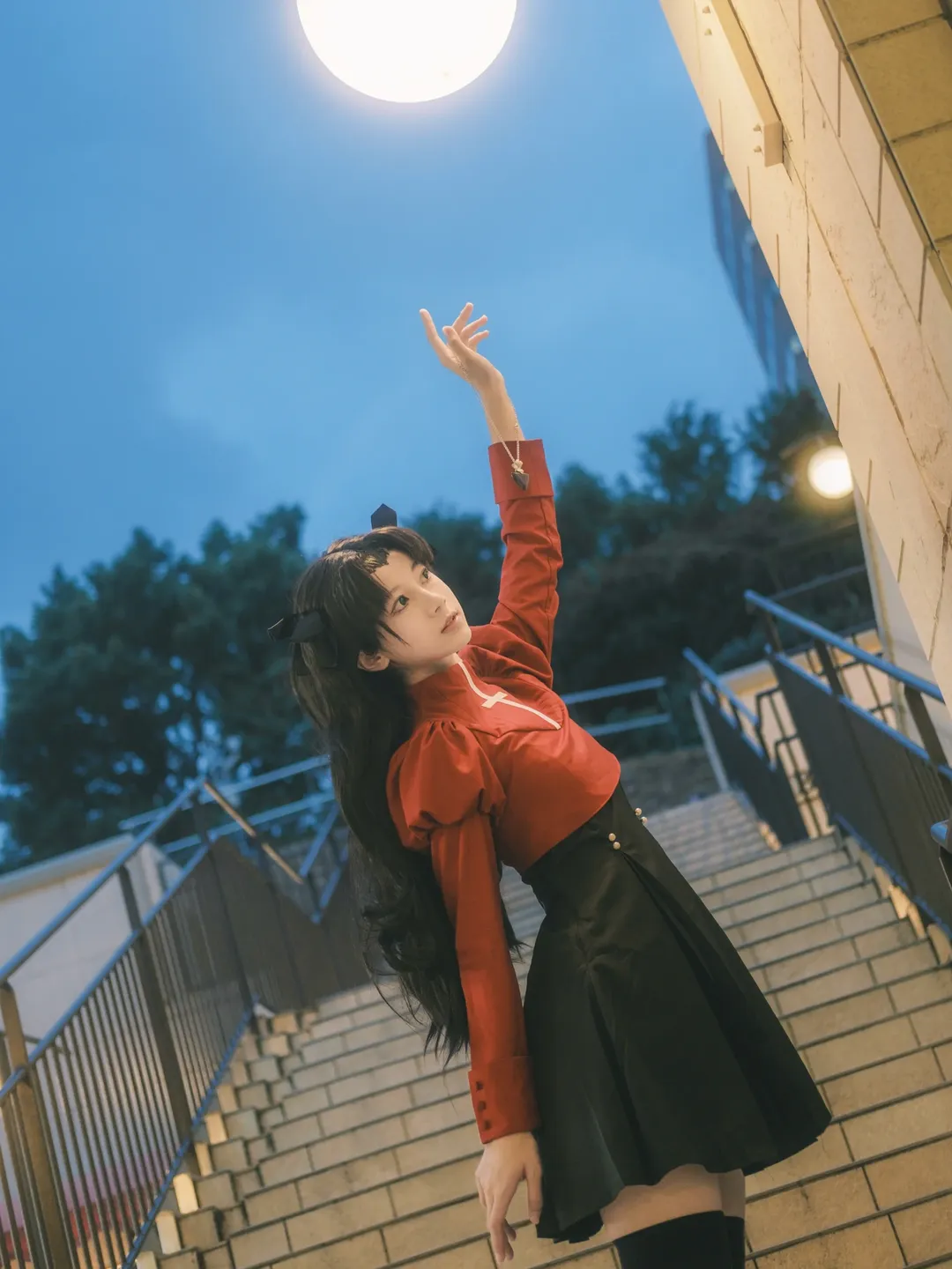 场照, 远坂凛cos, Fate/stay night, 黑丝, 动态姿势 - 第12张