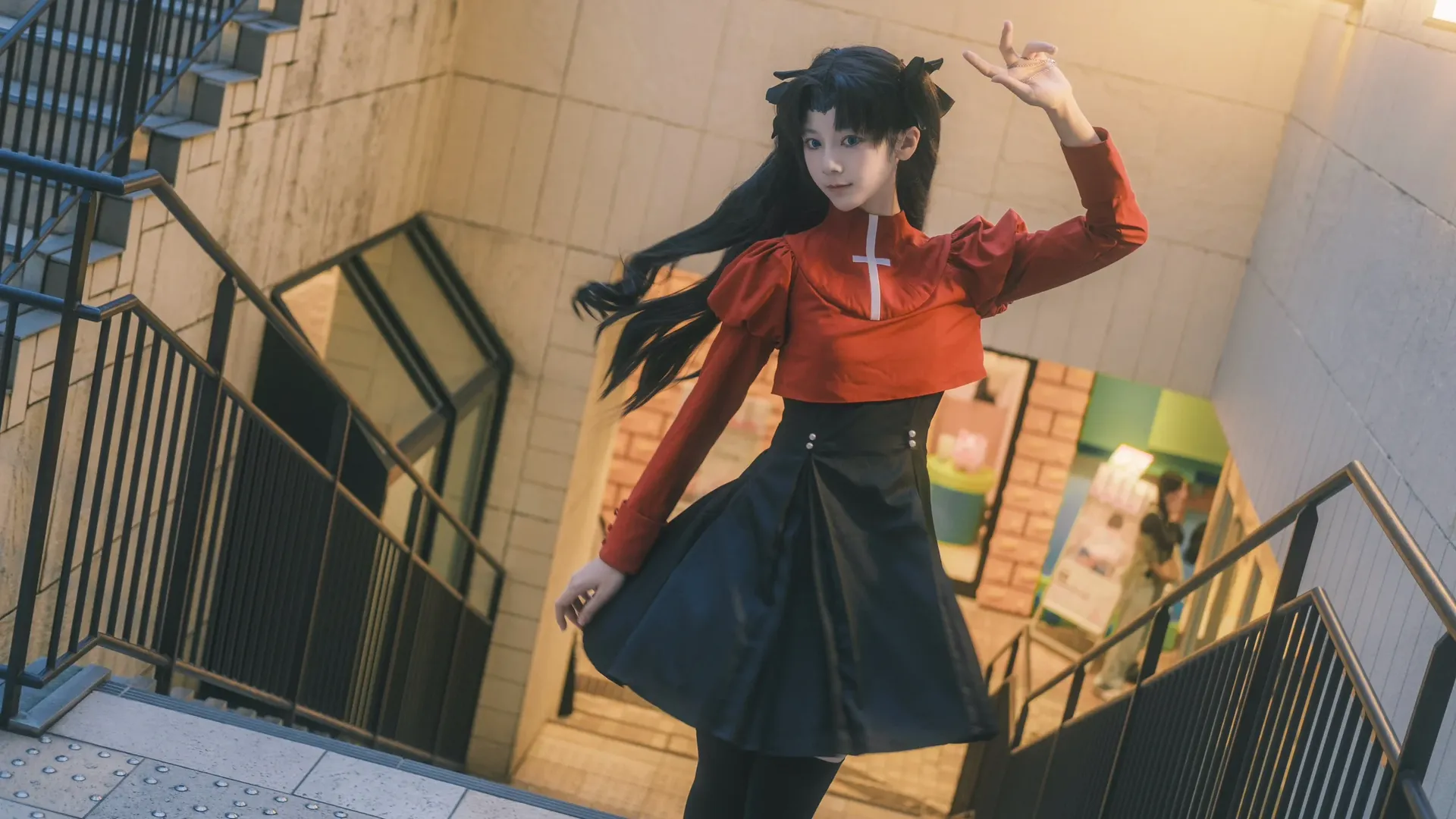 场照, 远坂凛cos, Fate/stay night, 黑丝, 动态姿势 - 第4张
