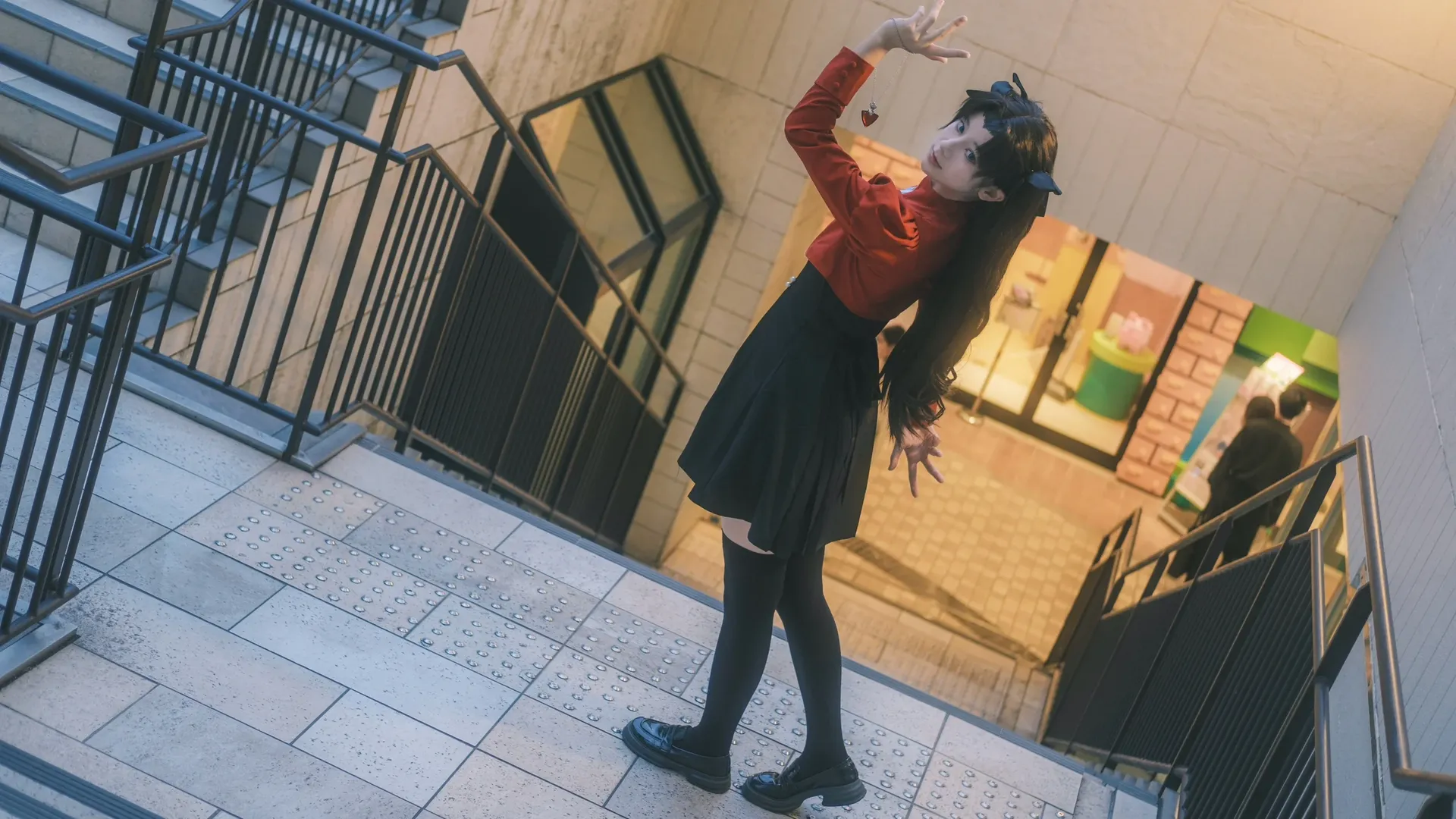场照, 远坂凛cos, Fate/stay night, 黑丝, 动态姿势 - 第5张