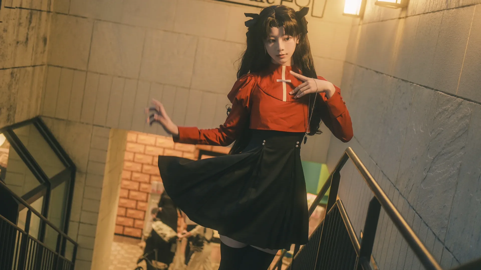 场照, 远坂凛cos, Fate/stay night, 黑丝, 动态姿势 - 第6张