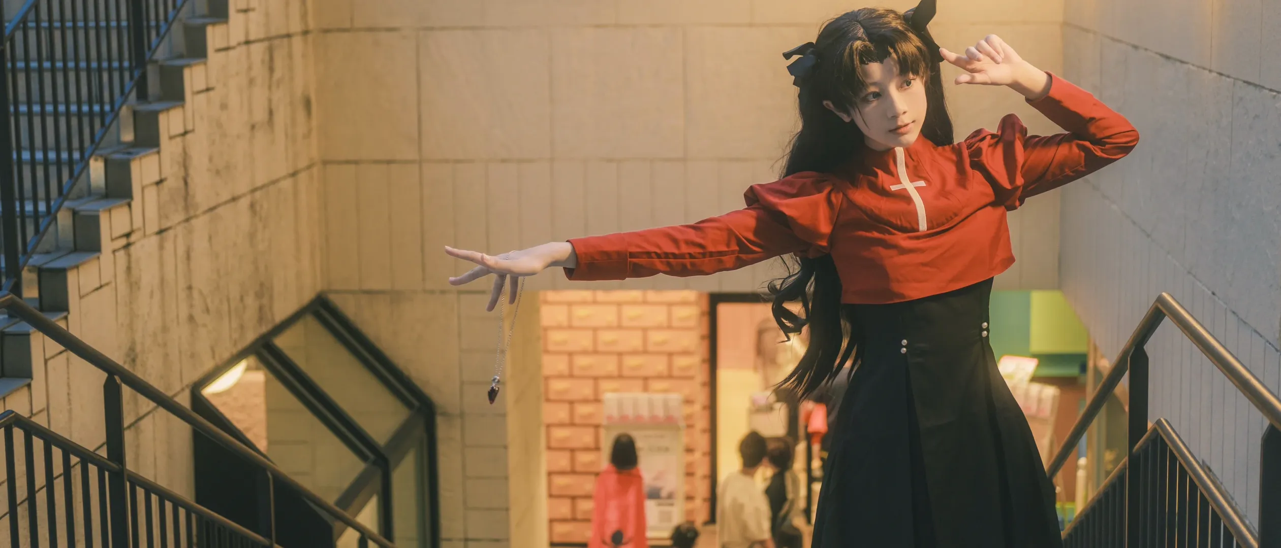 场照, 远坂凛cos, Fate/stay night, 黑丝, 动态姿势