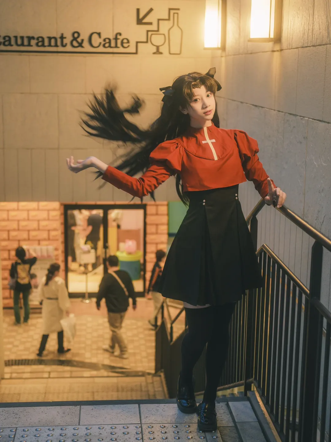 场照, 远坂凛cos, Fate/stay night, 黑丝, 动态姿势 - 第8张