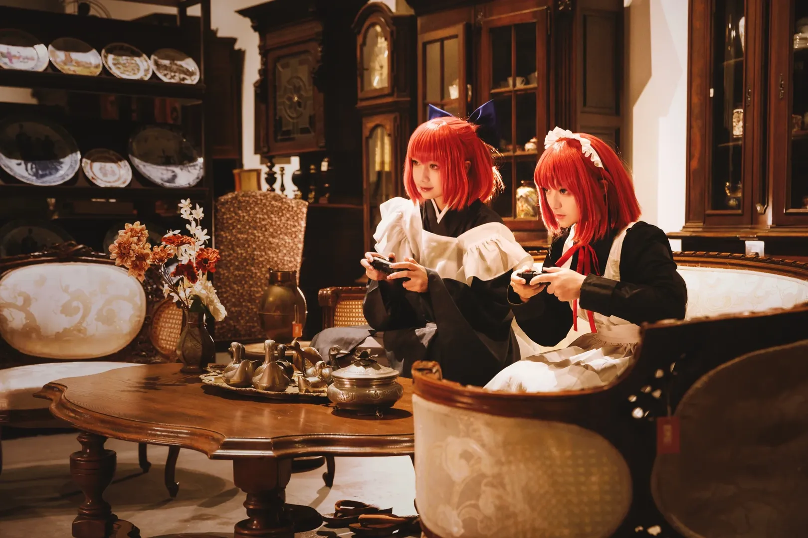复古风, 双人cosplay, 月姬, 巫净琥珀cos, 巫净翡翠cos - 第3张