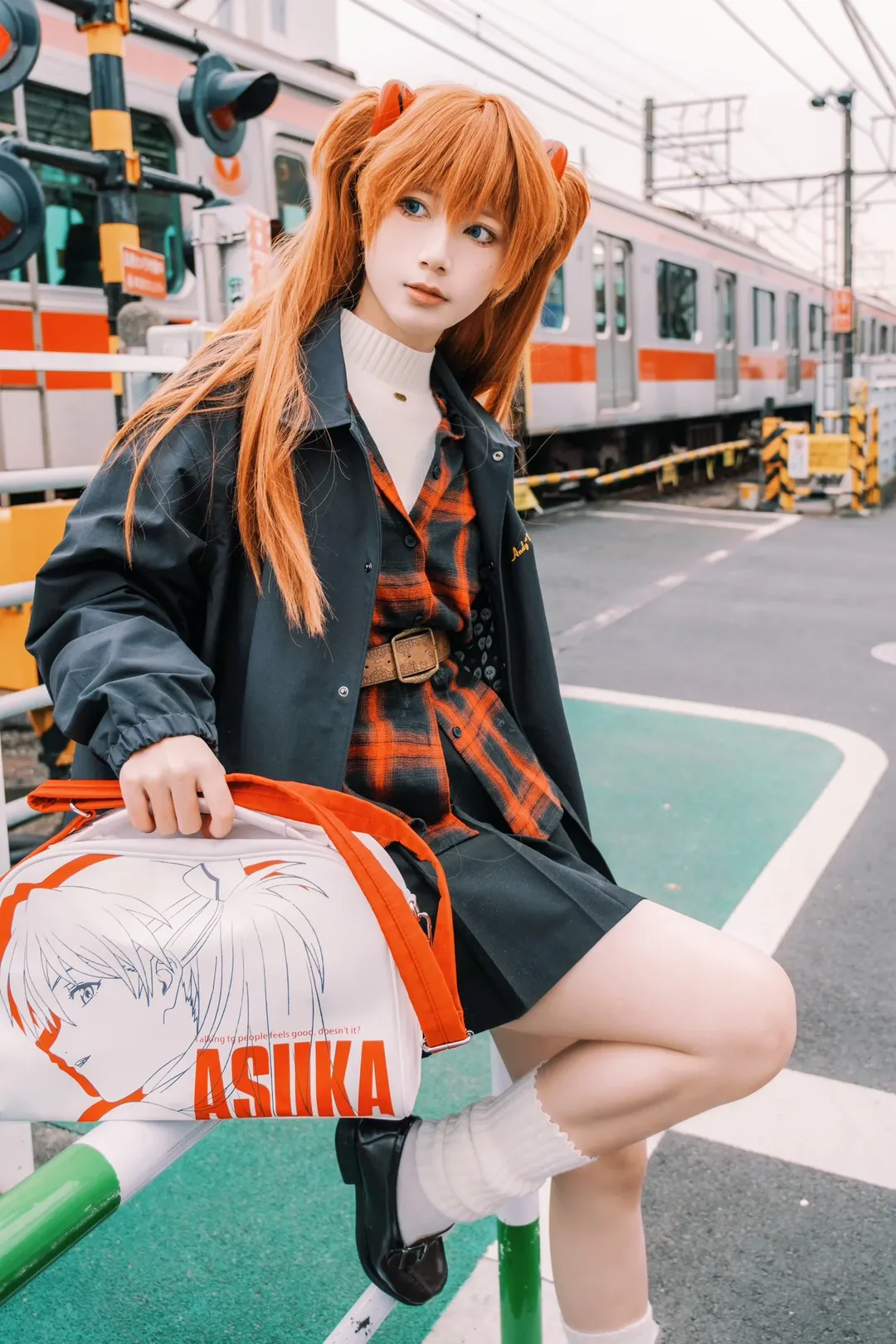 明日香cos, 新世纪福音战士, cosplay摄影, 日本街拍, 昭和复古