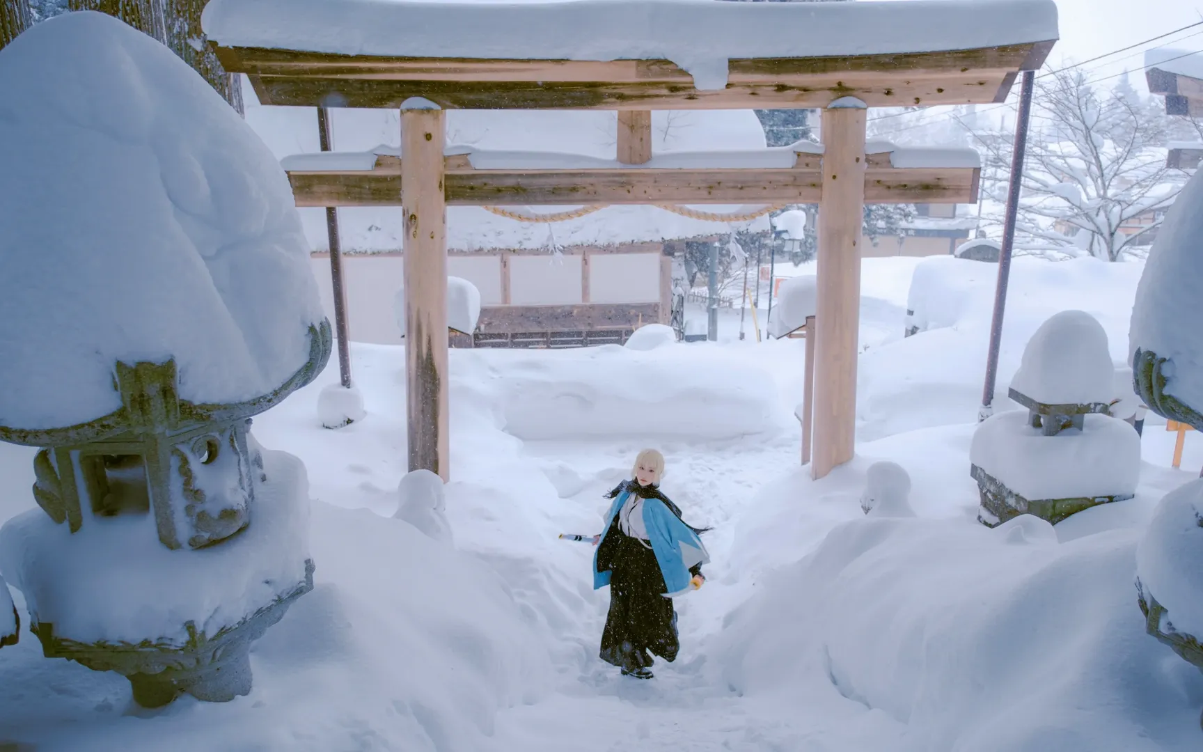 Fate/Grand Order, 沖田総司 コスプレ, 雪景色コスプレ, 新選組, 戸隠中社 - 10枚目