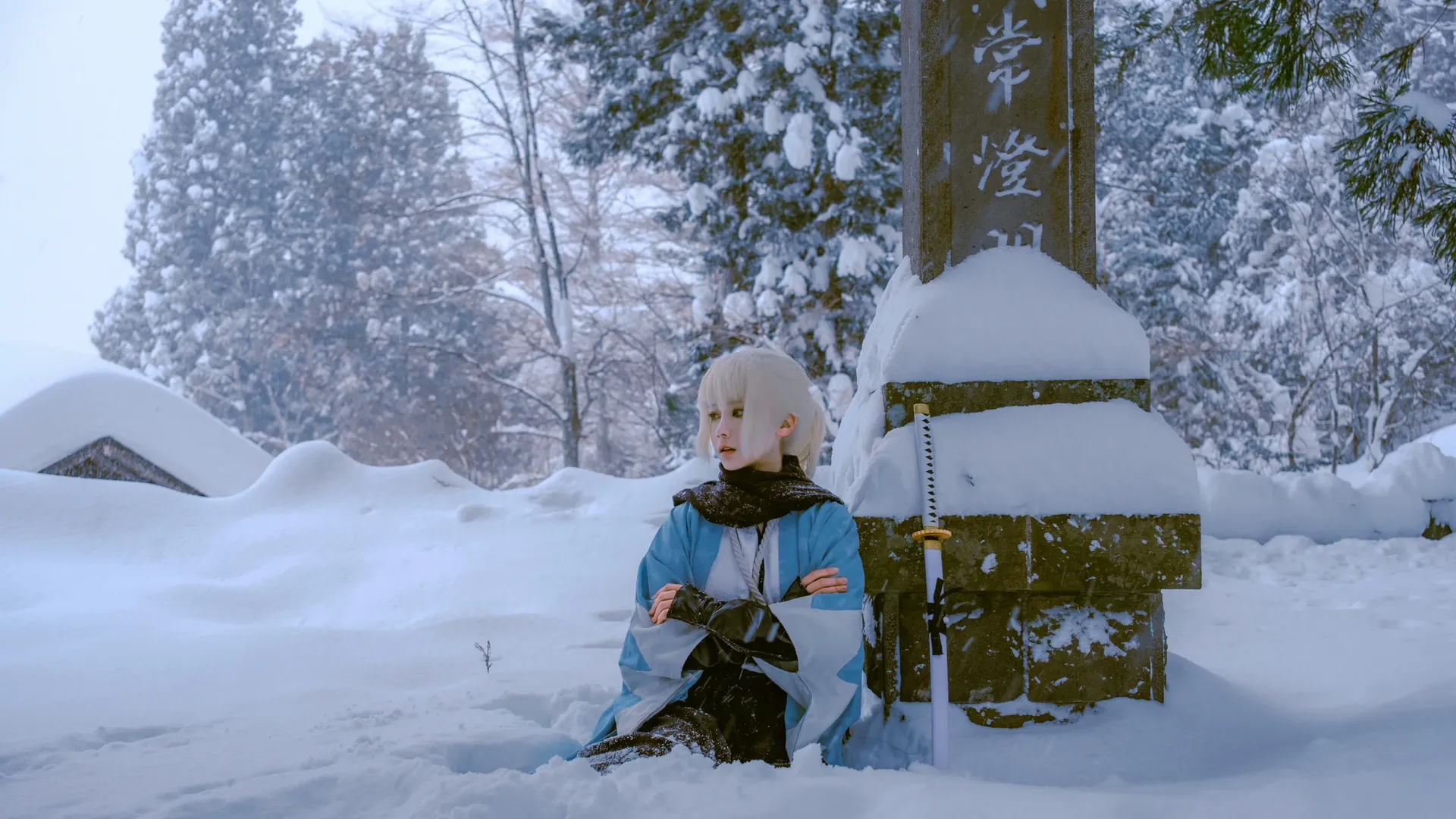 Fate/Grand Order, 沖田総司 コスプレ, 雪景色コスプレ, 新選組, 戸隠中社 - 14枚目
