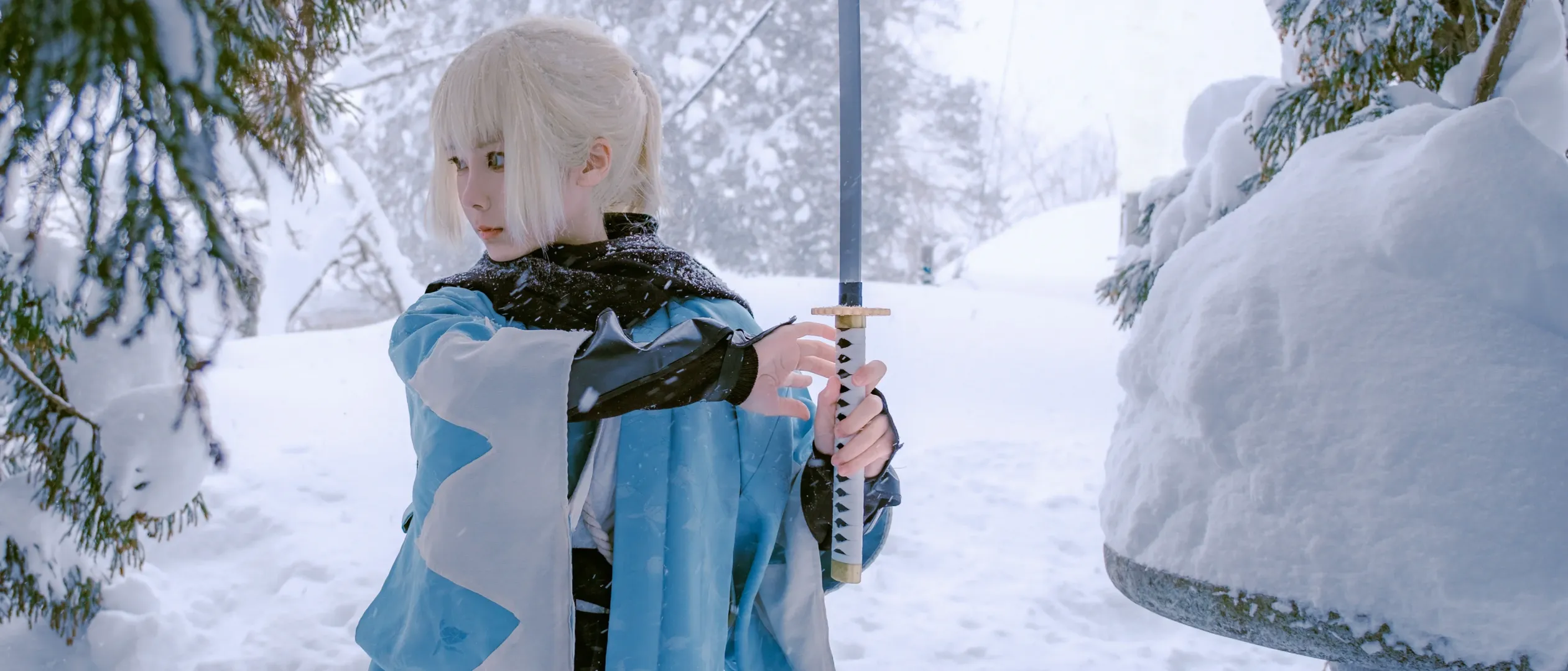 Fate/Grand Order, 沖田総司 コスプレ, 雪景色コスプレ, 新選組, 戸隠中社 - 5枚目
