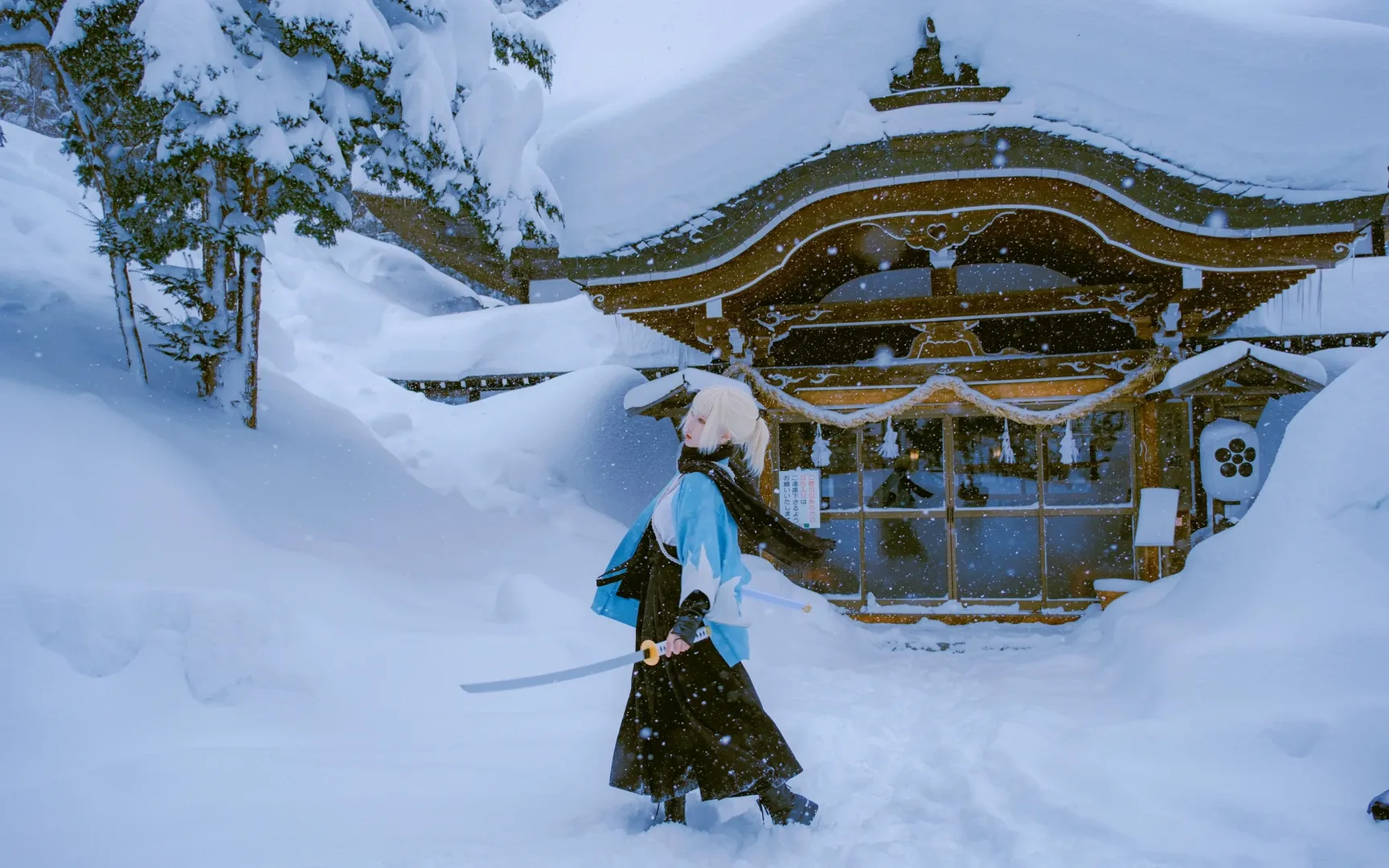 Fate/Grand Order, 沖田総司 コスプレ, 雪景色コスプレ, 新選組, 戸隠中社 - 7枚目