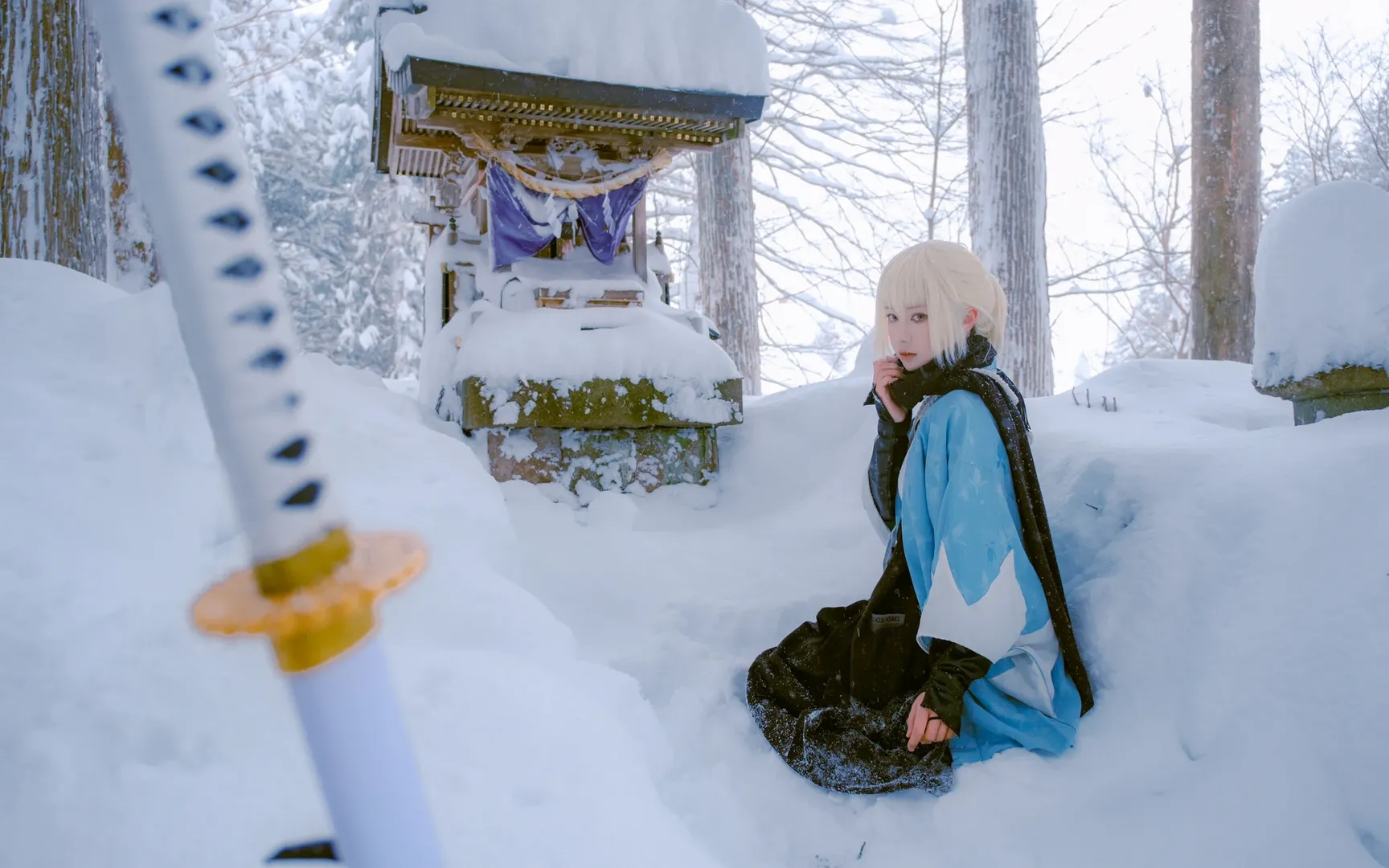 Fate/Grand Order, 沖田総司 コスプレ, 雪景色コスプレ, 新選組, 戸隠中社 - 9枚目