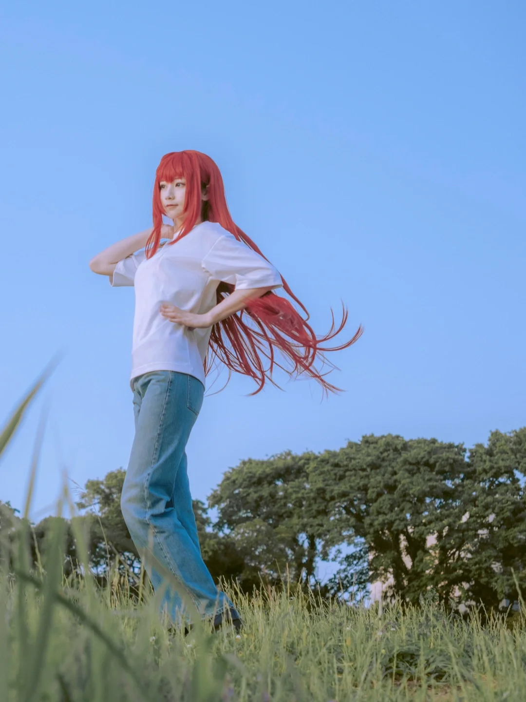 戶外寫真, cosplay攝影, 月姬, 紅髮, 蒼崎青子cos