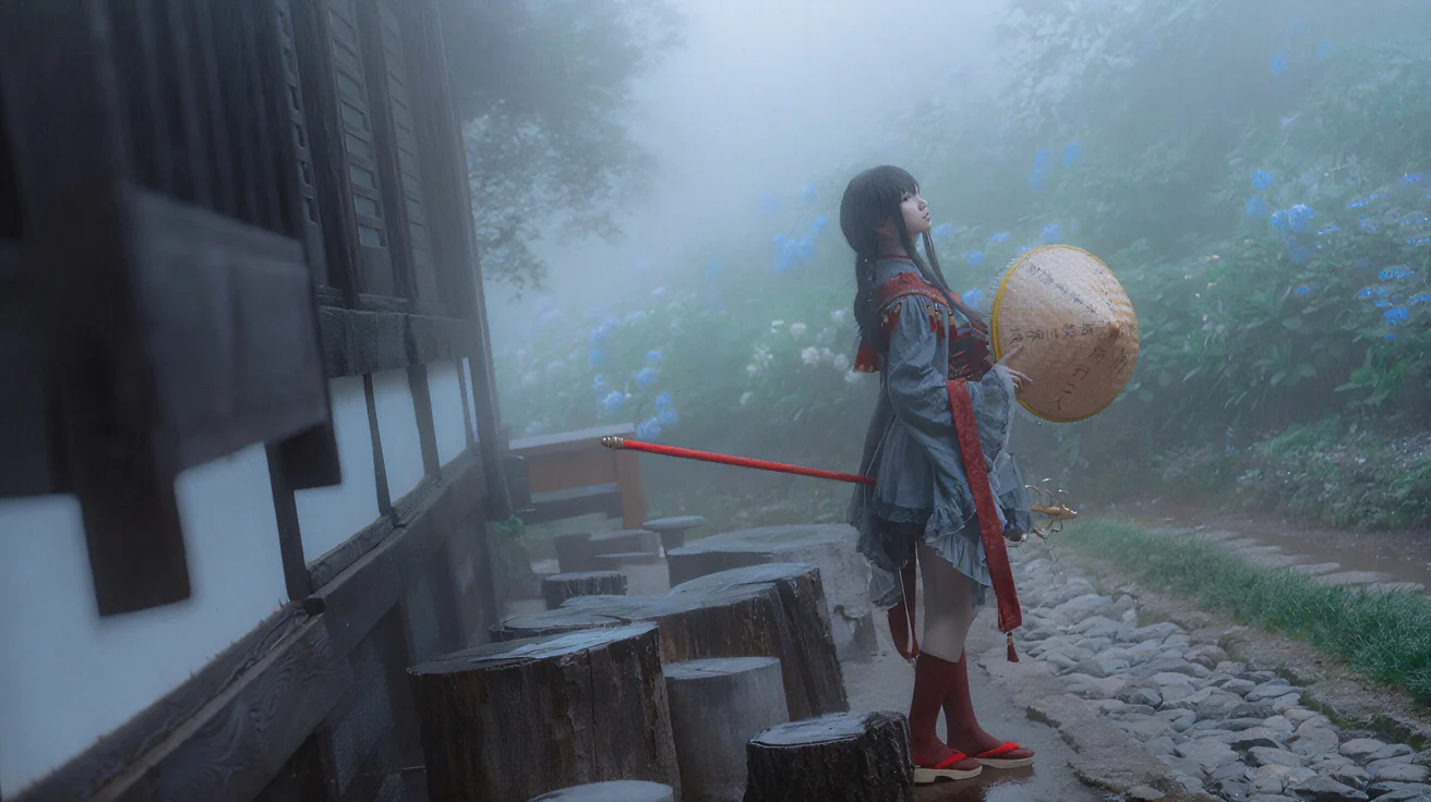 东方project, 紫阳花, 矢田寺成美cos, 丝袜, 雾气特效 - 第2张
